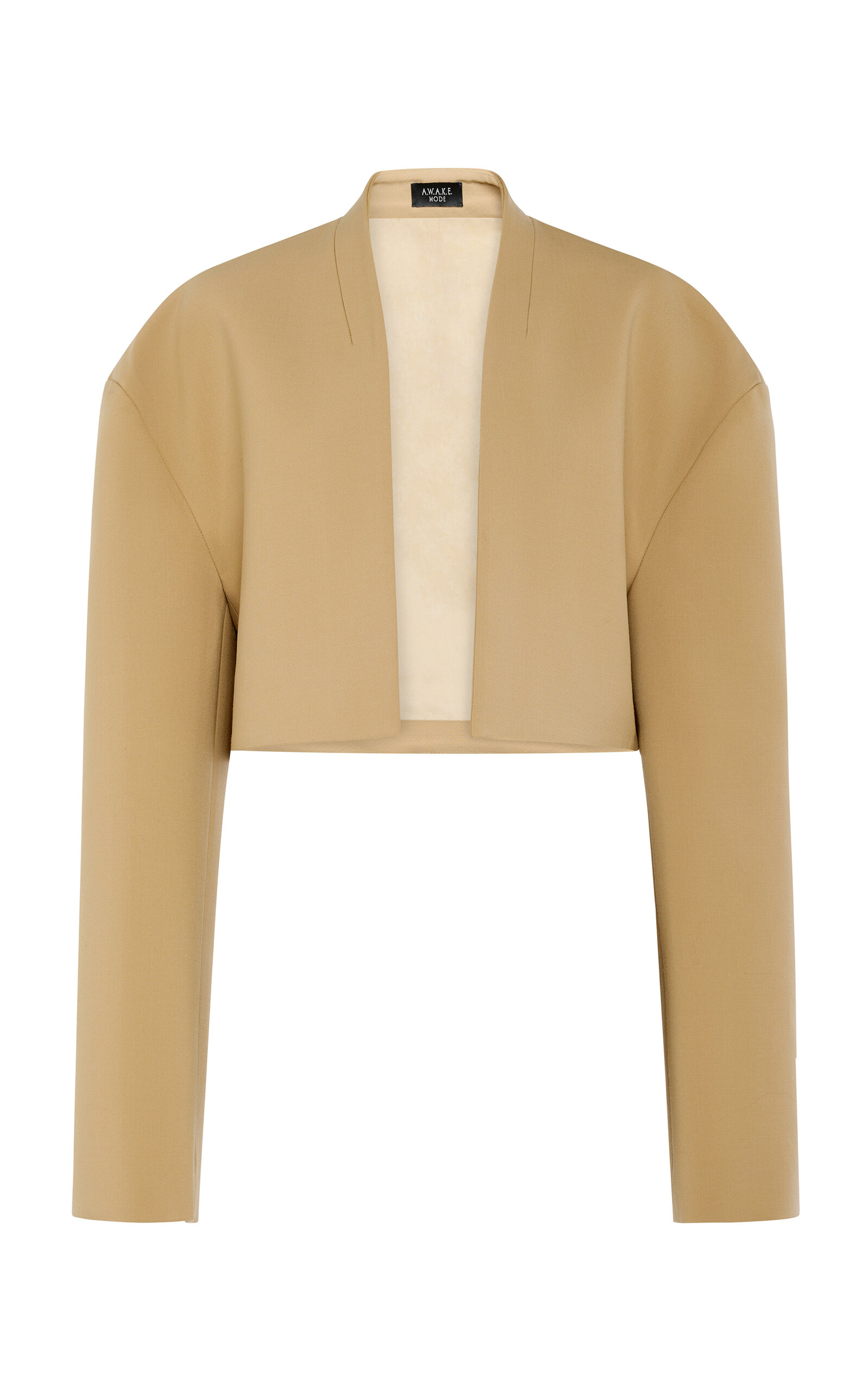 A.w.a.k.e. Wool-blend Cropped Tuxedo Jacket In Brown