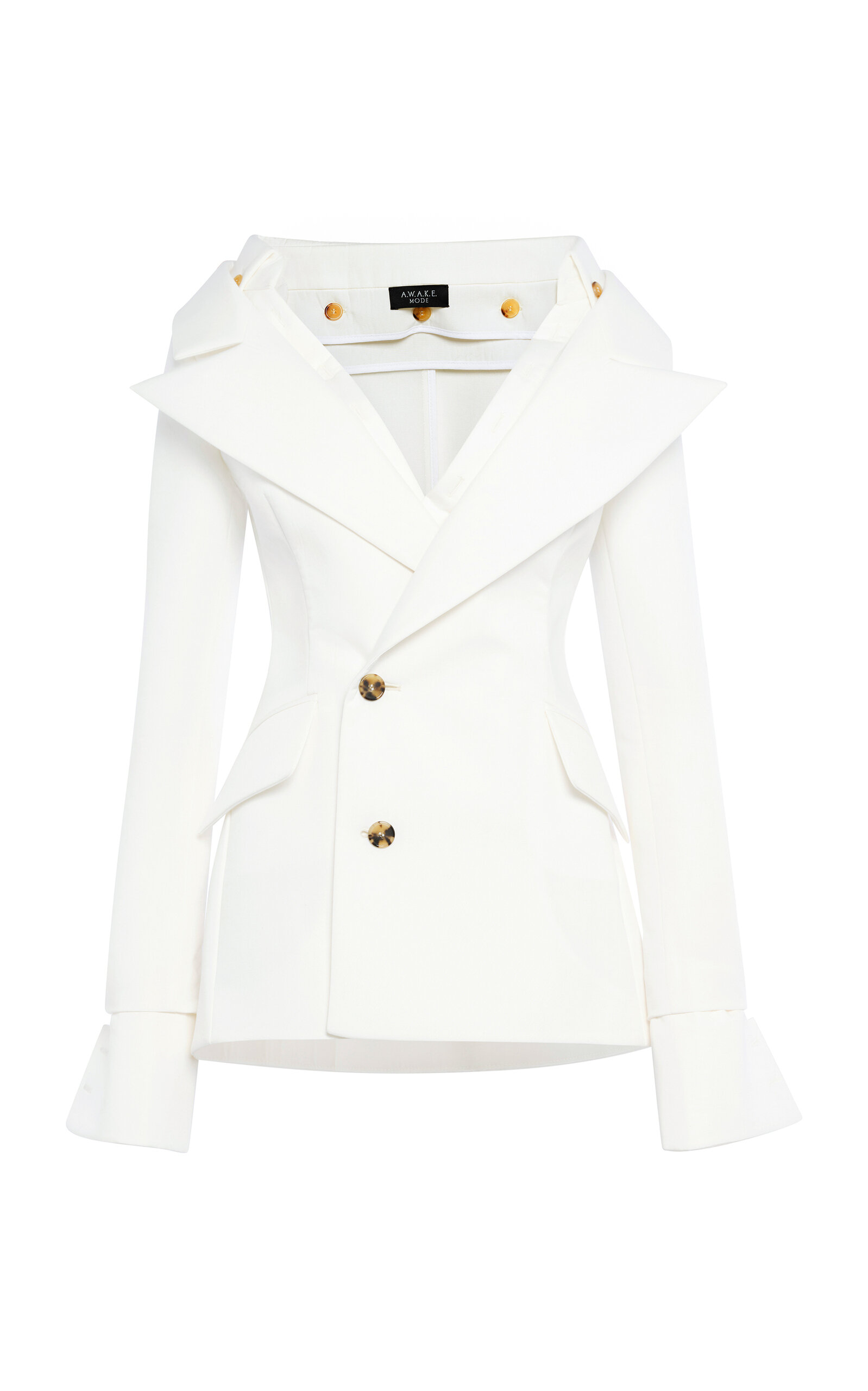 A.W.A.K.E. MODE Cotton-Blend Structured Double-Breasted Coat - White