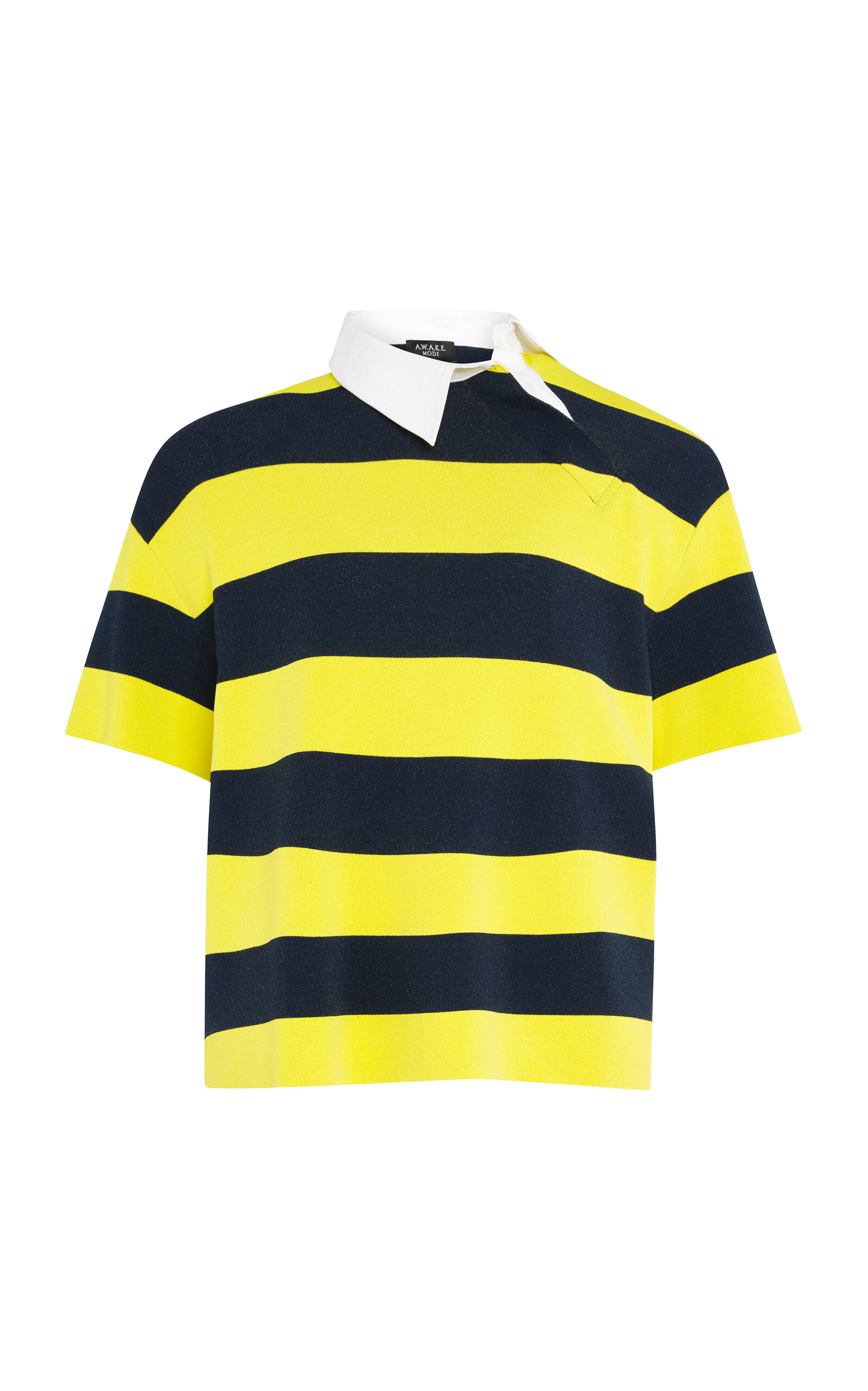 A.W.A.K.E. MODE Knitted Striped Rugby Polo Top - Multi
