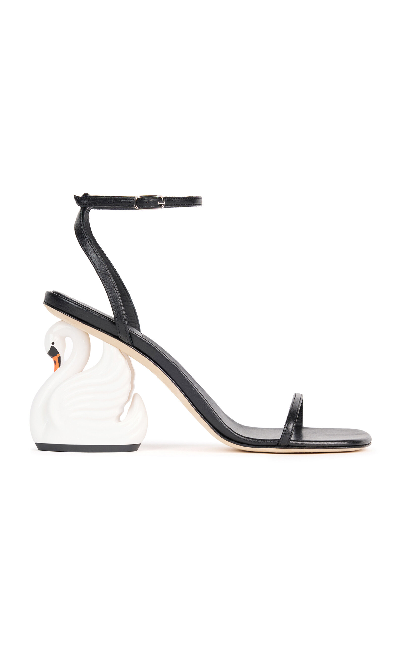 A.w.a.k.e. Beta Sandal With Swan Heel With Painted Face In Black