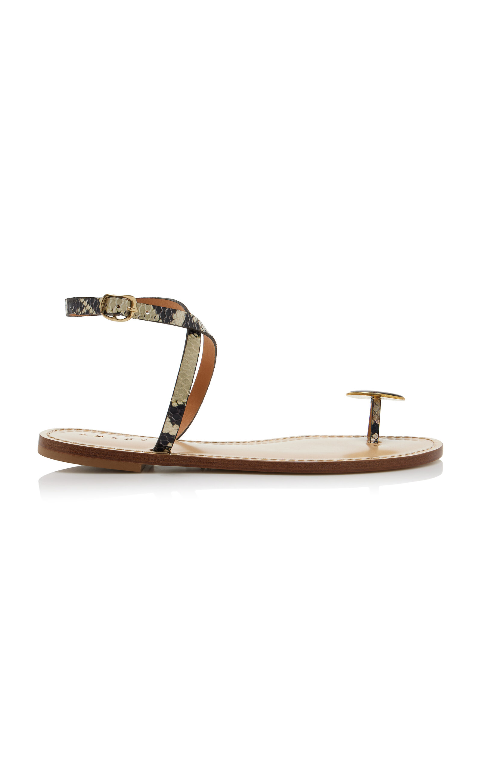AMANU The Kigali Python-Effect Leather Sandals