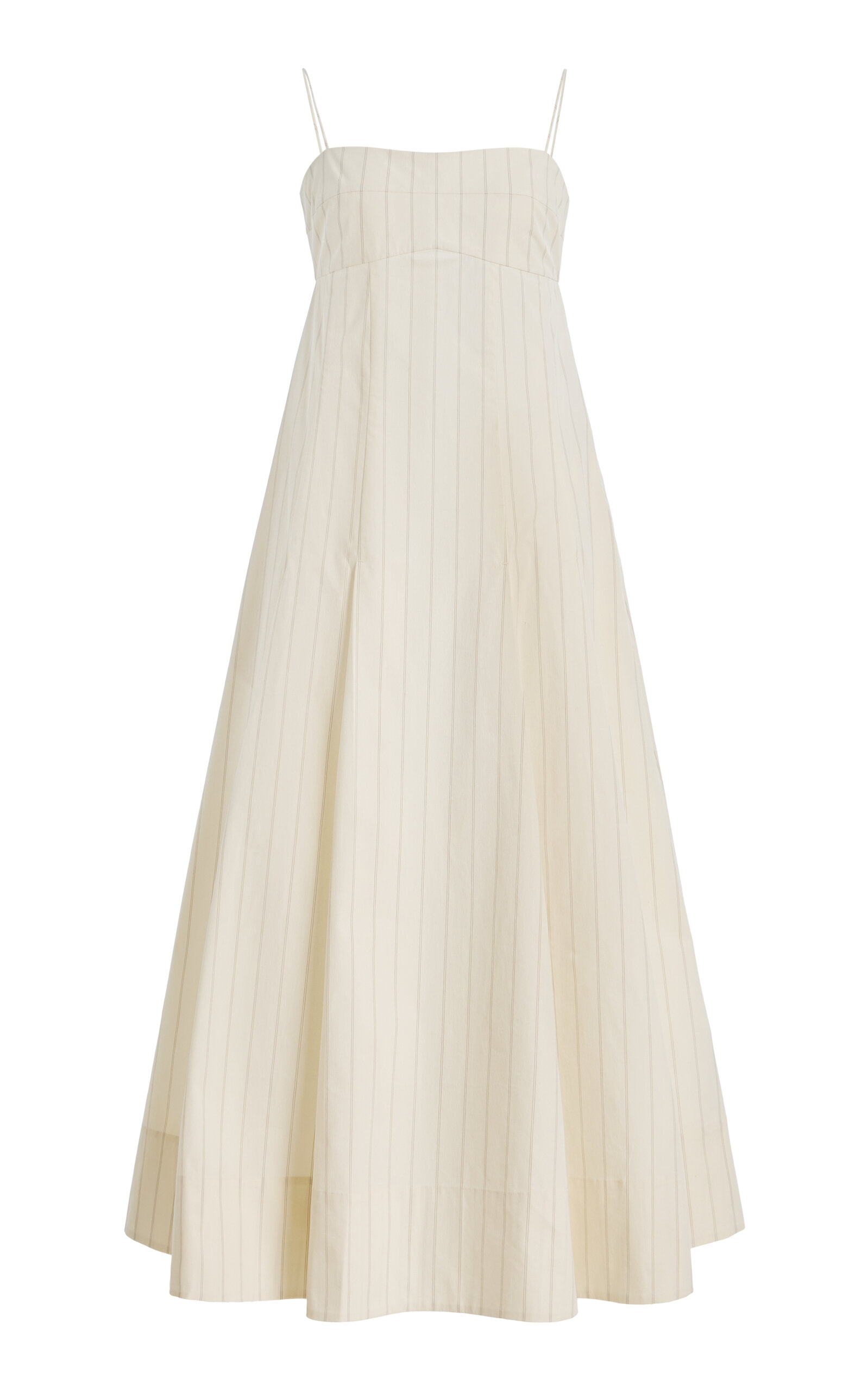 St. Agni Everyday Pleated Striped Cotton-Blend Midi Dress