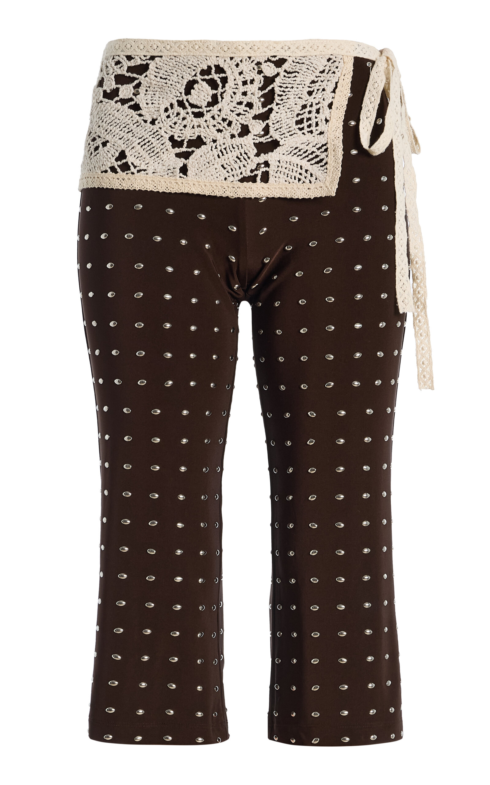 SIEDRÉS Gianna Lace-Detailed Studded Capri Pants