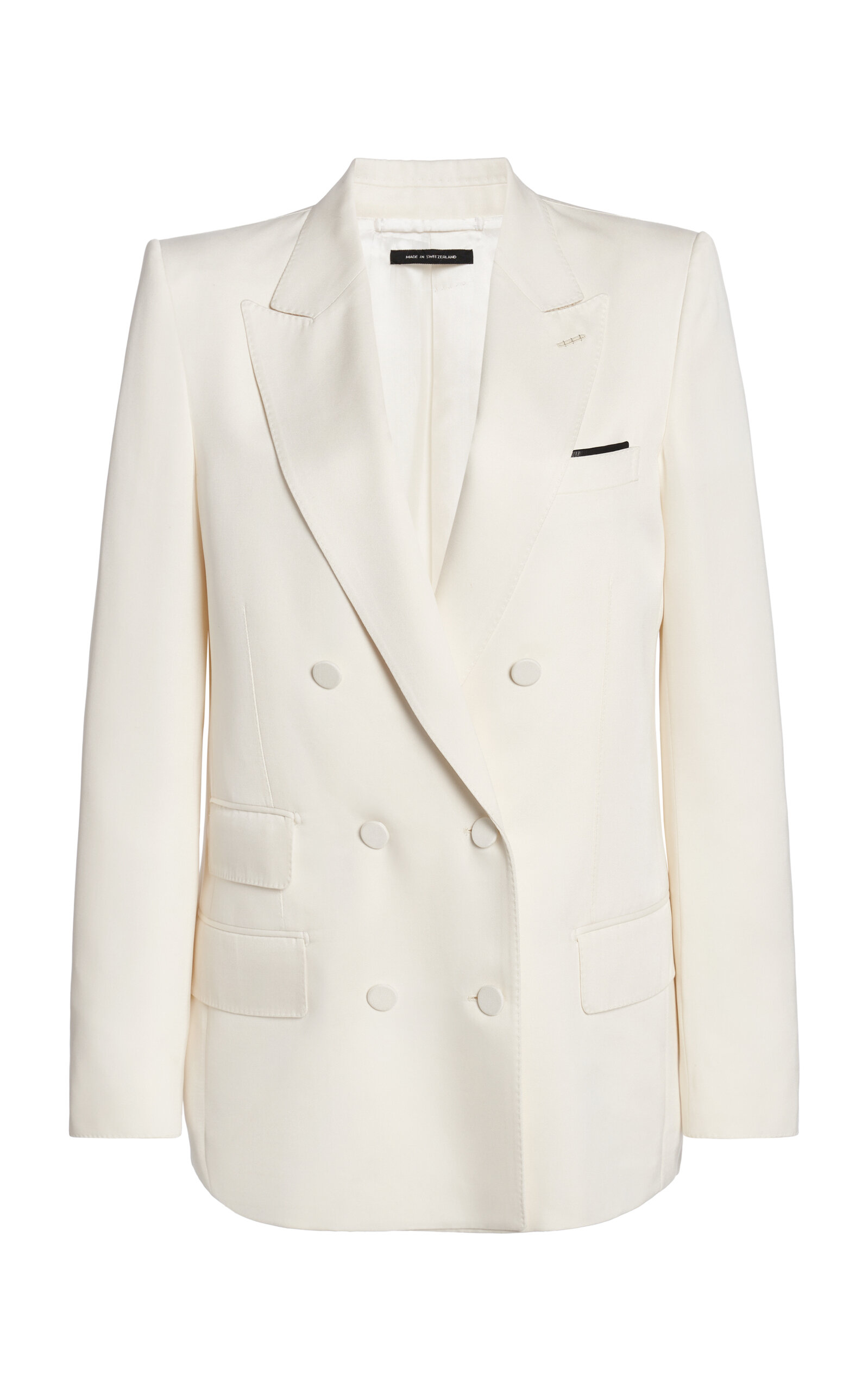 Tom Ford Silk Twill Double-Breasted Blazer - Off-White