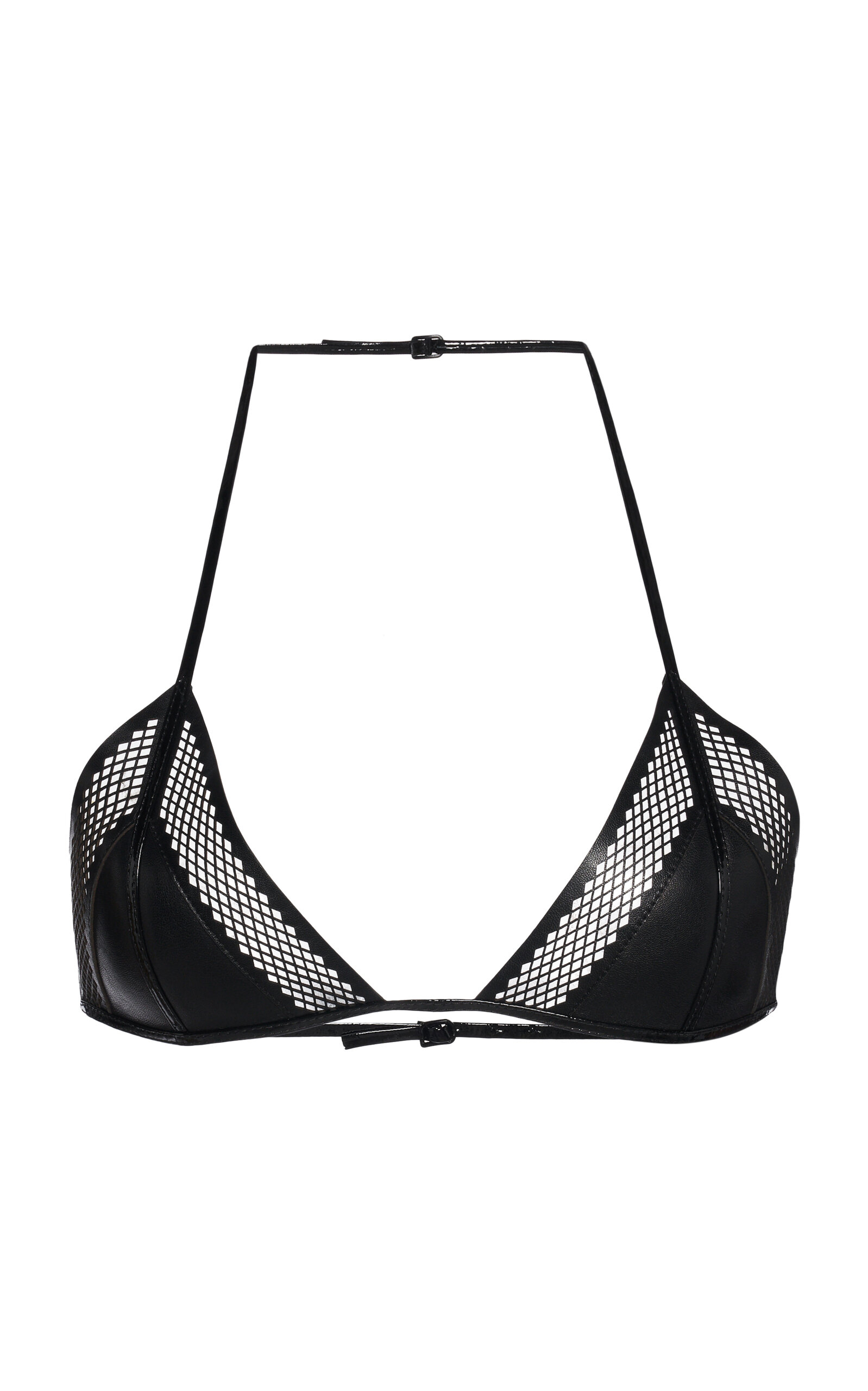 Tom Ford Leather & Mesh Triangle Bralette In Black