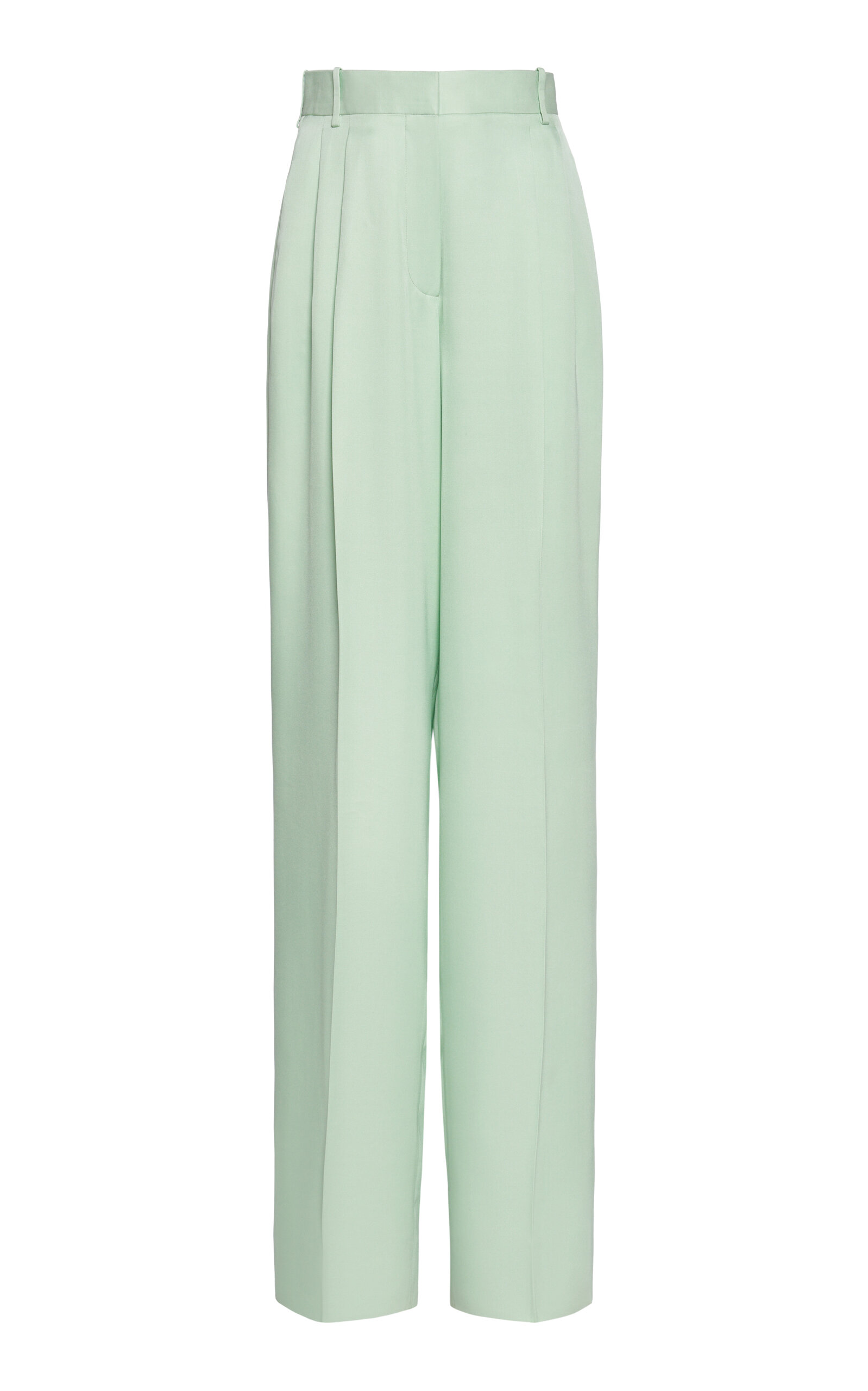 Tom Ford Tailored High-rise Silk Twill Straight-leg Pants In Green