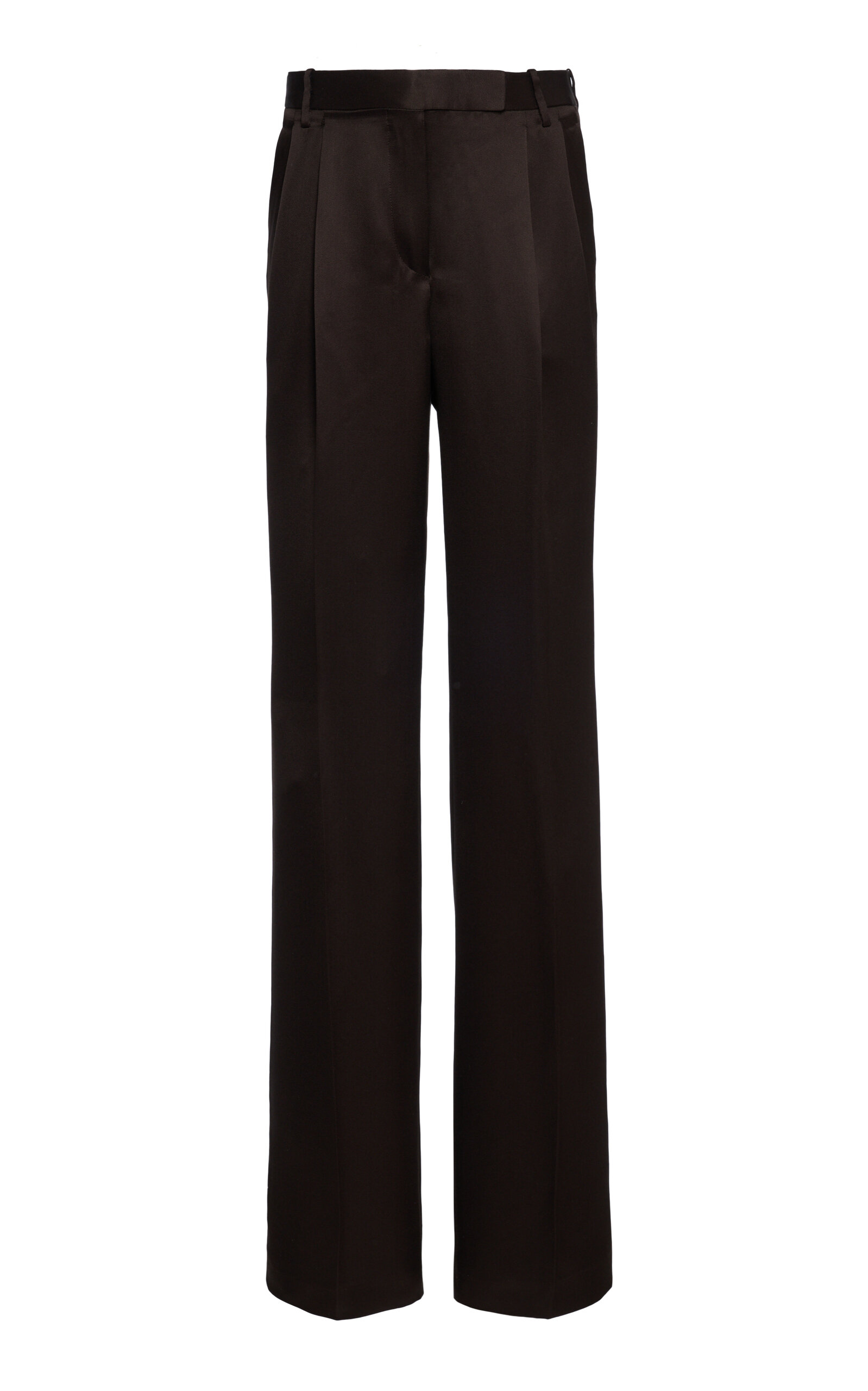 Tom Ford Tailored Silk Straight-leg Pants In Brown
