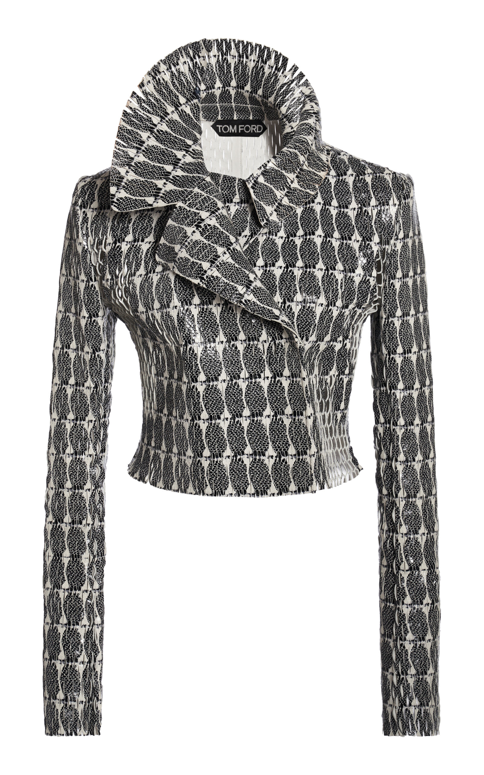 Tom Ford Perforated Leather Jacket In Gray