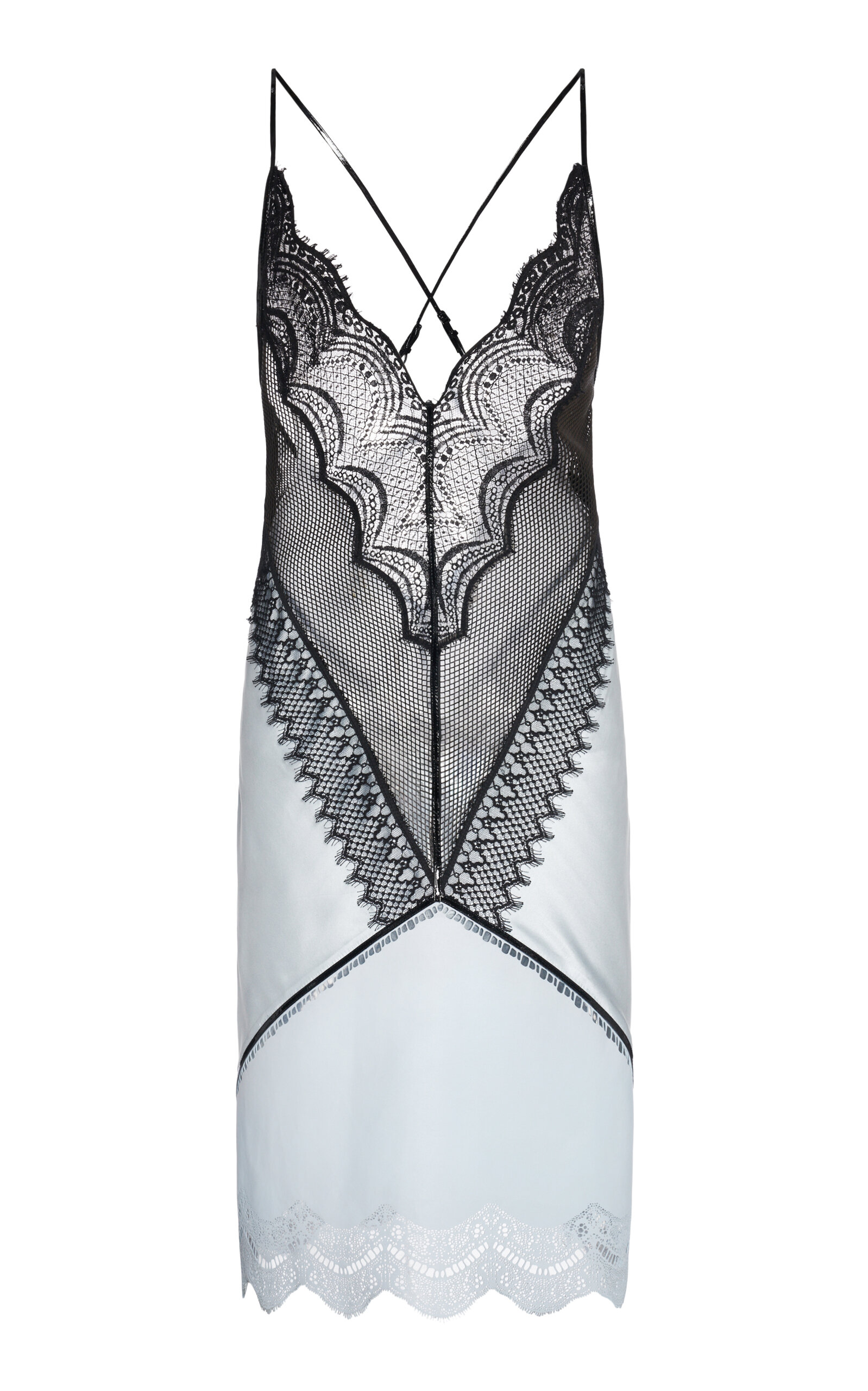 Tom Ford Lace-paneled Leather Slip Dress In Black