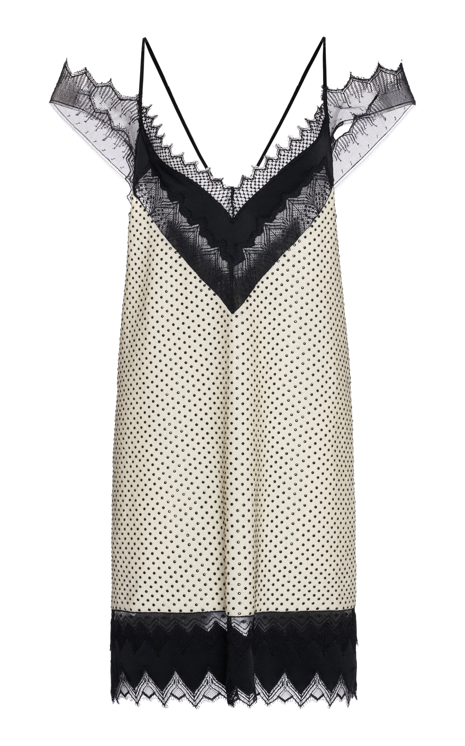 Tom Ford Lace-trimmed Sequined Silk Georgette Mini Dress In Black