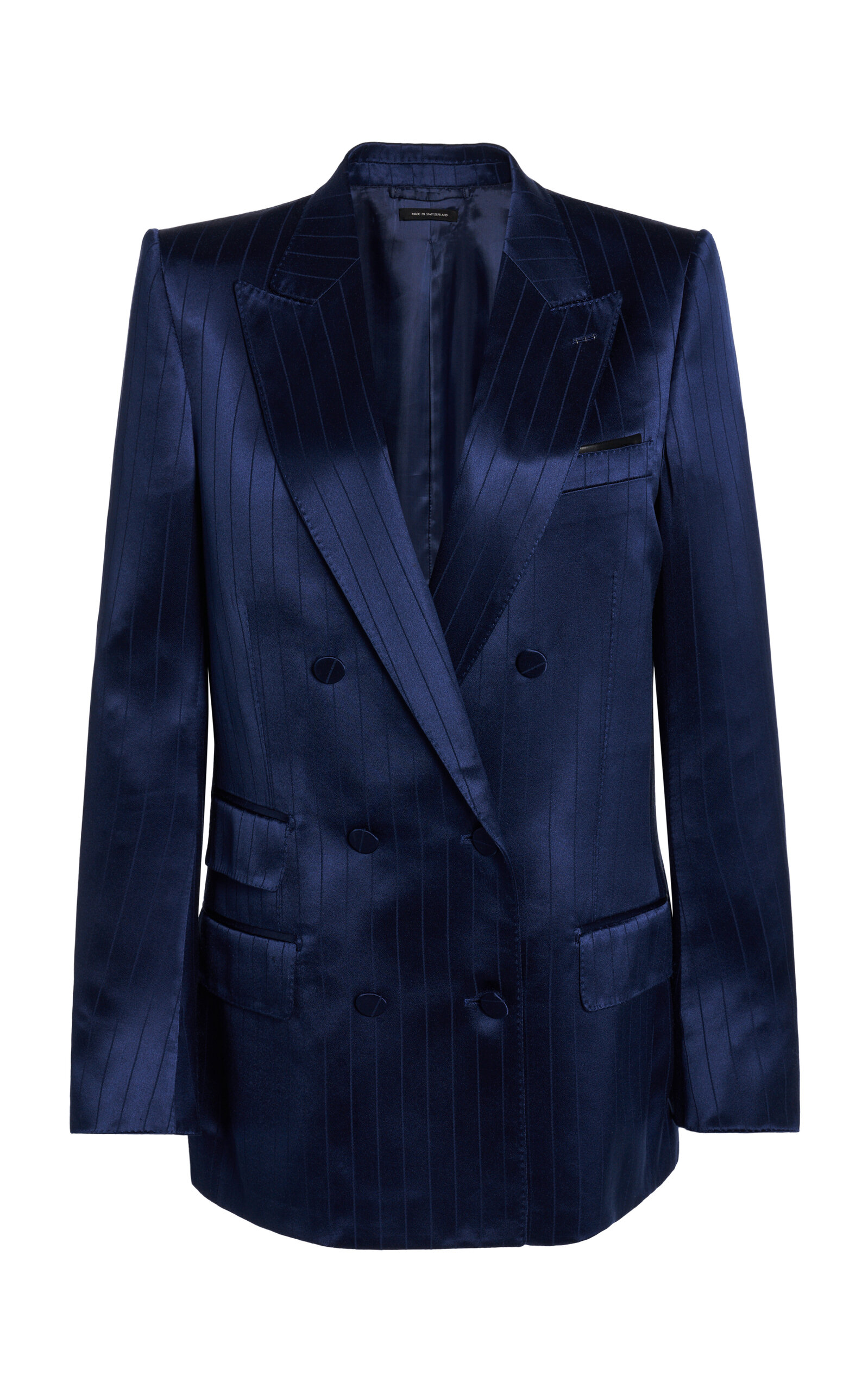 Tom Ford Striped Silk-Blend Blazer - Navy