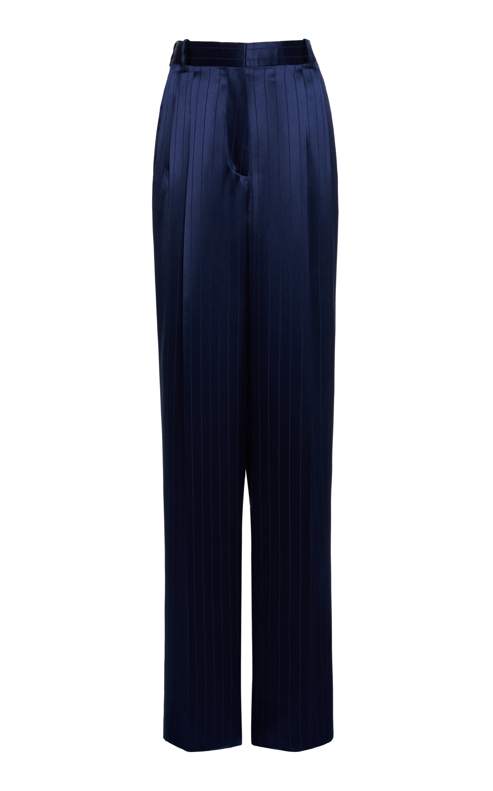 Tom Ford Tailored High-rise Silk-blend Straight-leg Pants In Blue