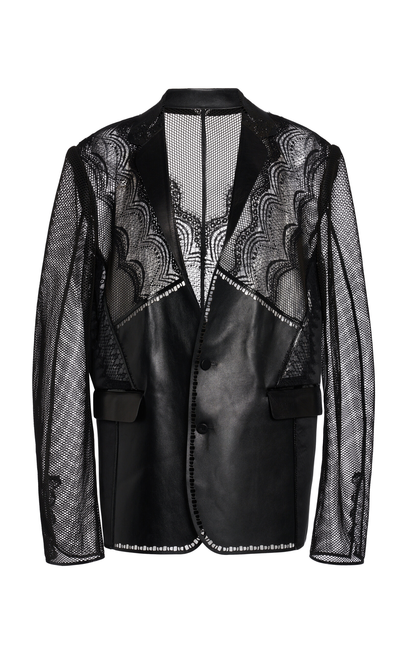 Tom Ford Laser-Cut Leather Blazer - Black