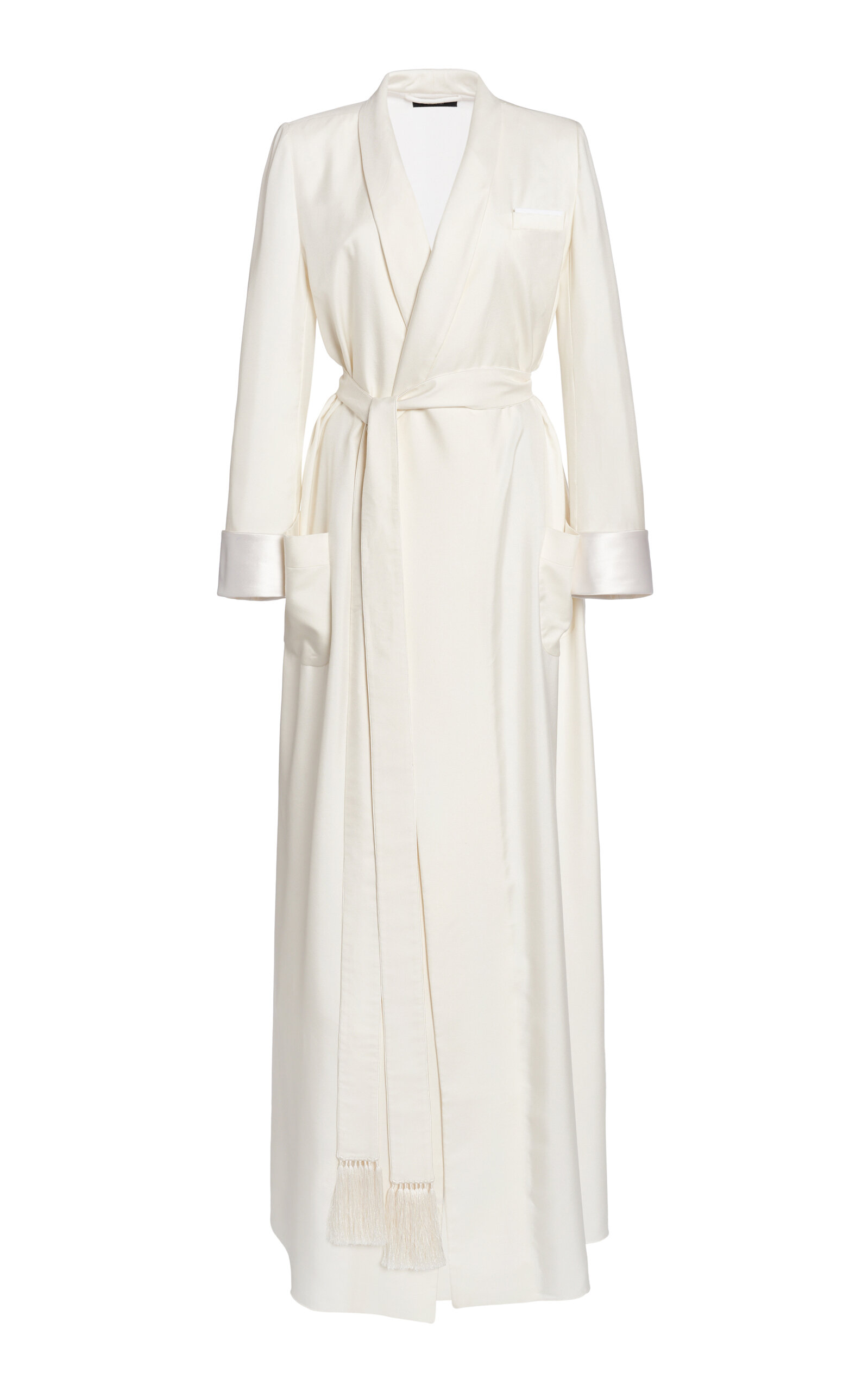 Tom Ford Shawl Collar Silk Twill Robe In White