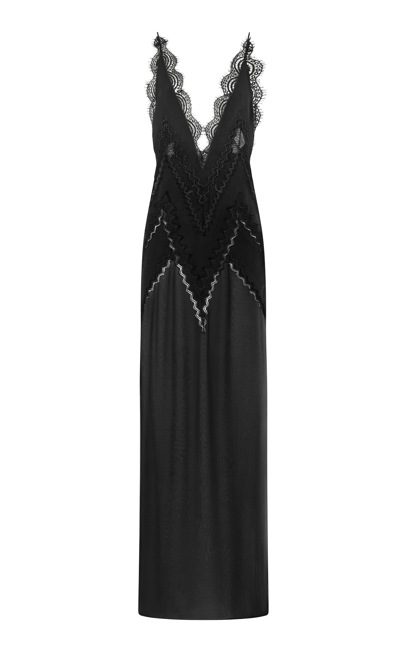 Tom Ford Lace-trimmed Envers Satin Maxi Dress In Black