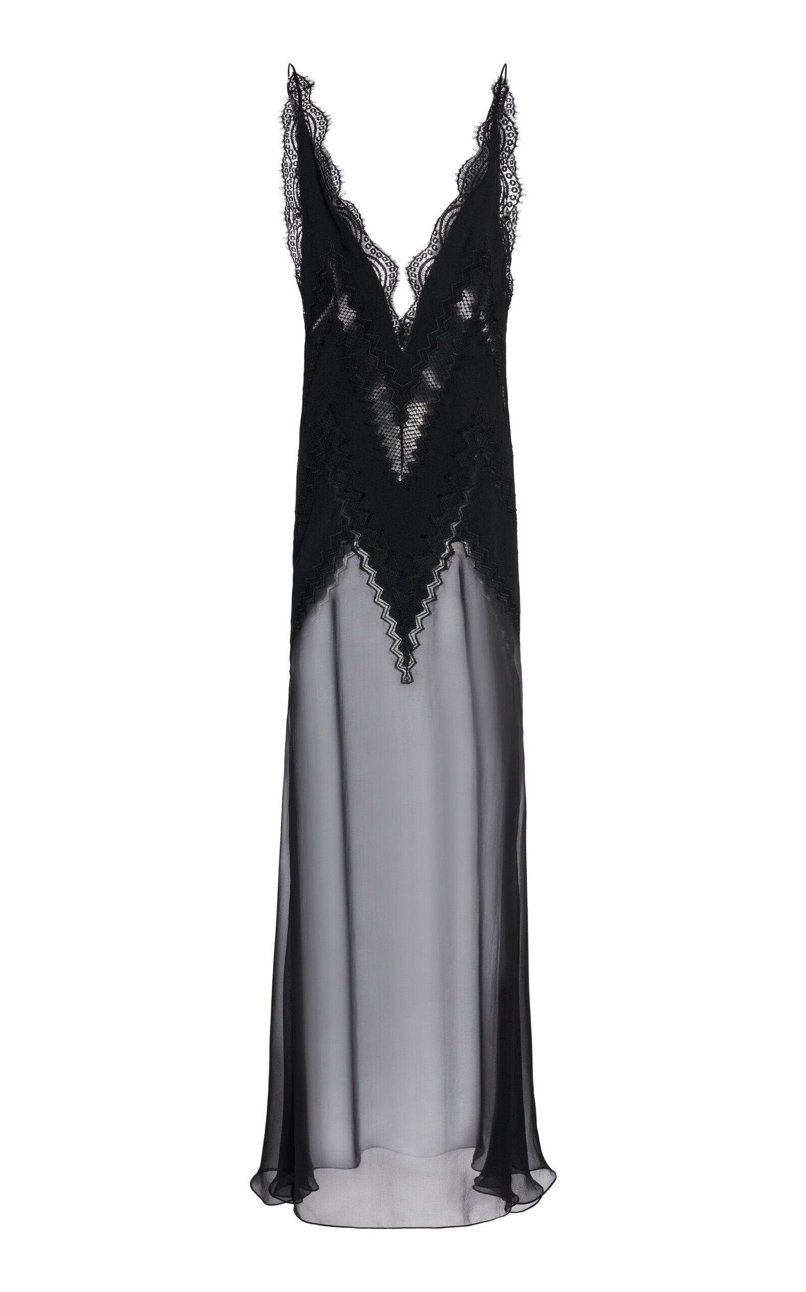 Tom Ford Lace-trimmed Envers Satin Maxi Dress In Black