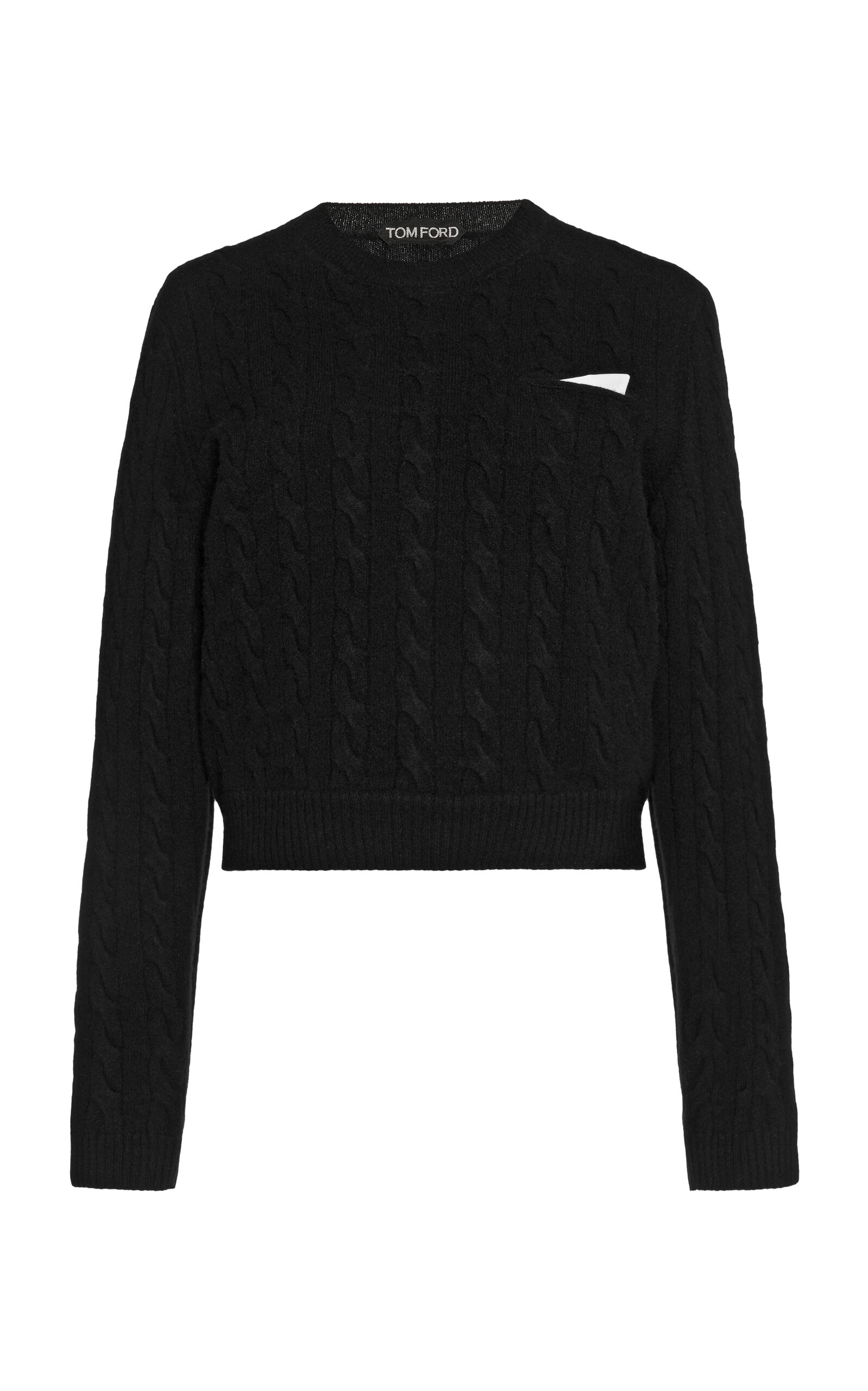 Tom Ford Cropped Merino Wool-blend Sweater In Black