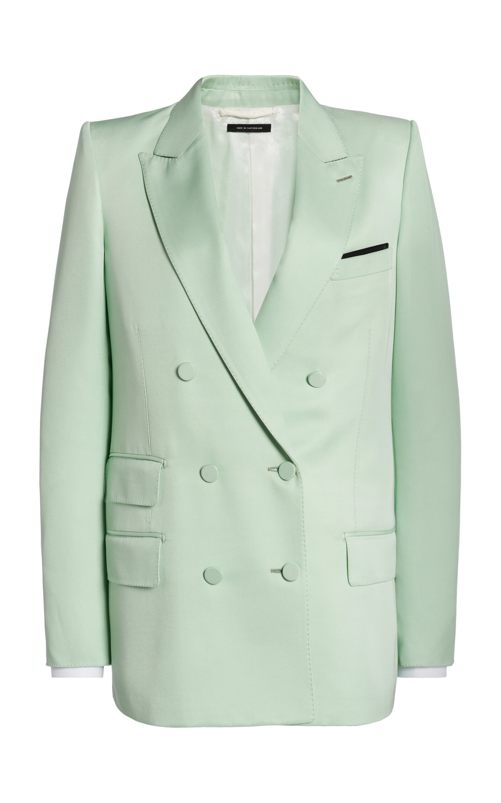 Tom Ford Silk Twill Double-Breasted Blazer - Green