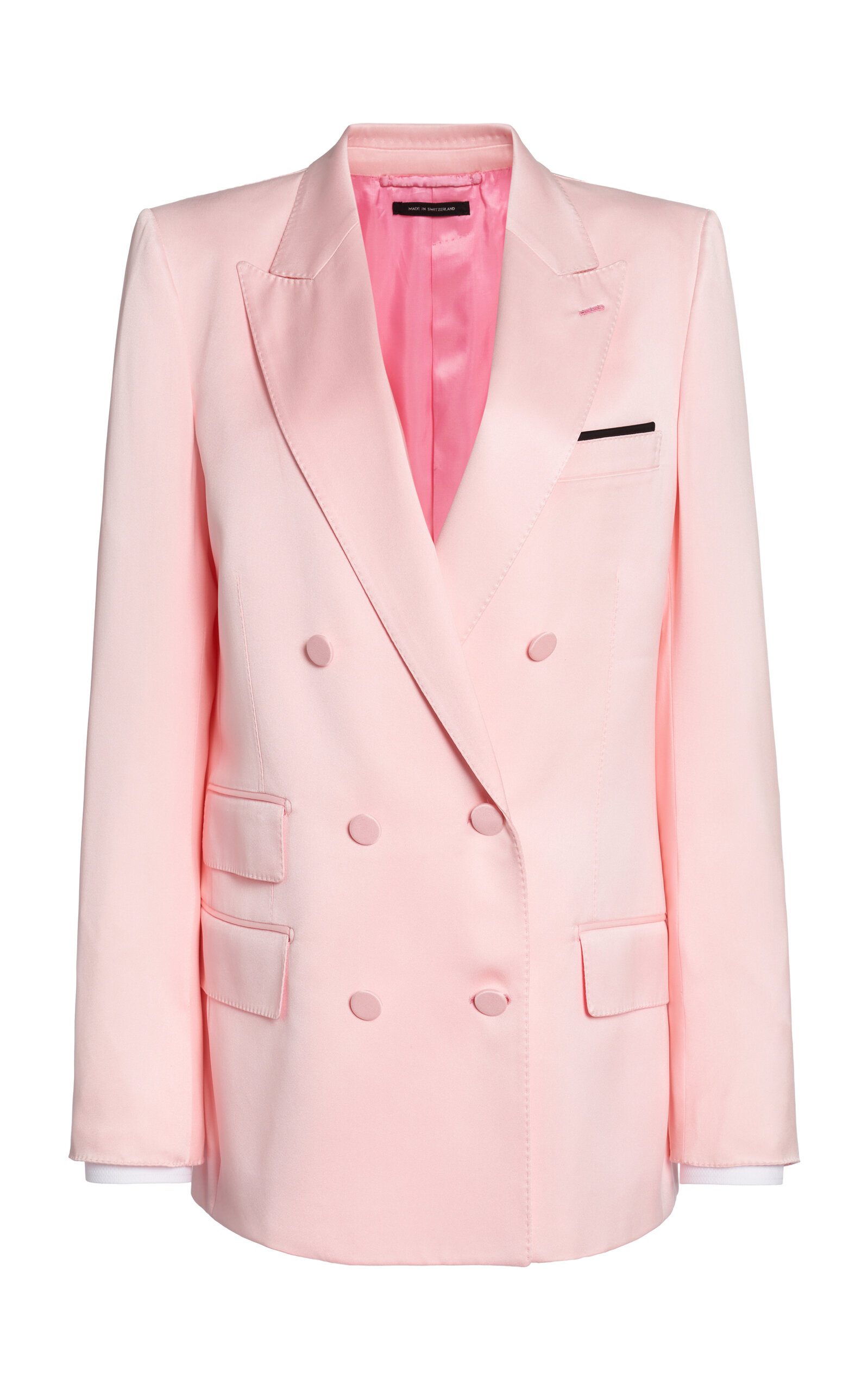 Tom Ford Silk Satin Double-Breasted Blazer - Pink