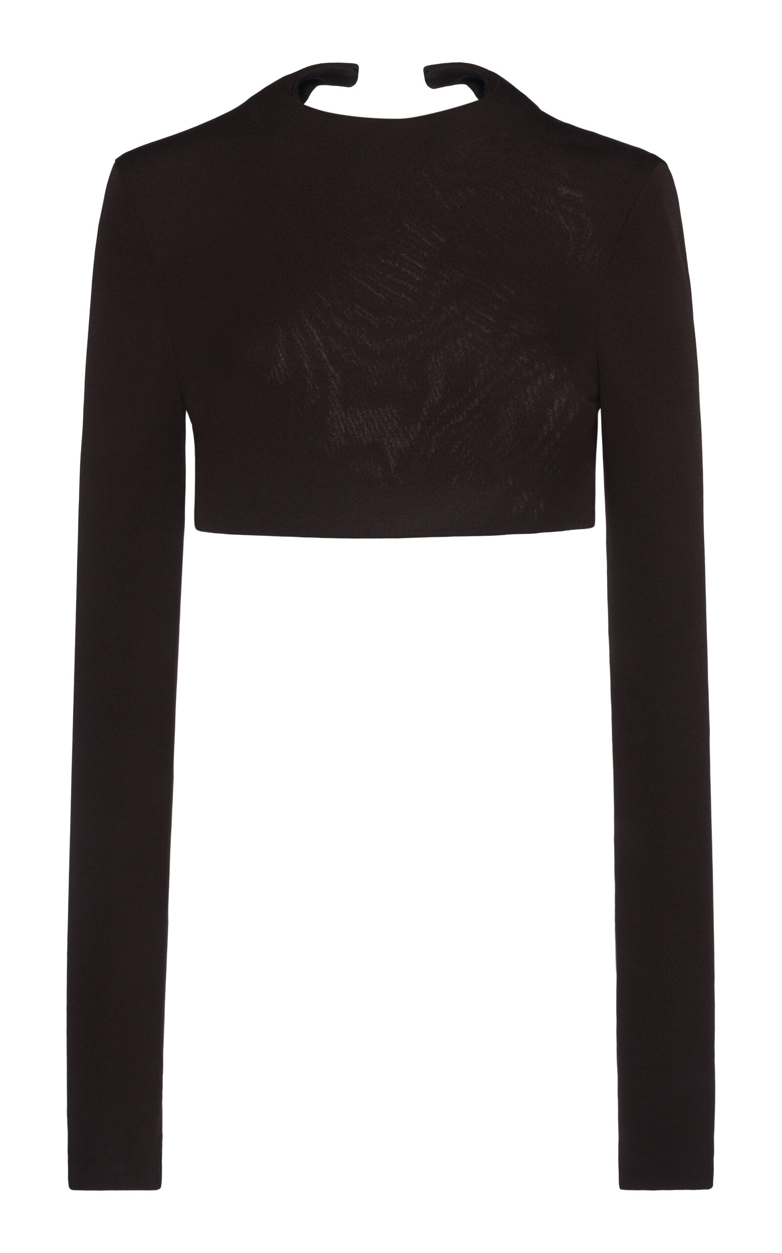 Tom Ford Impossible Open Back Crepe Jersey Crop Top In Brown