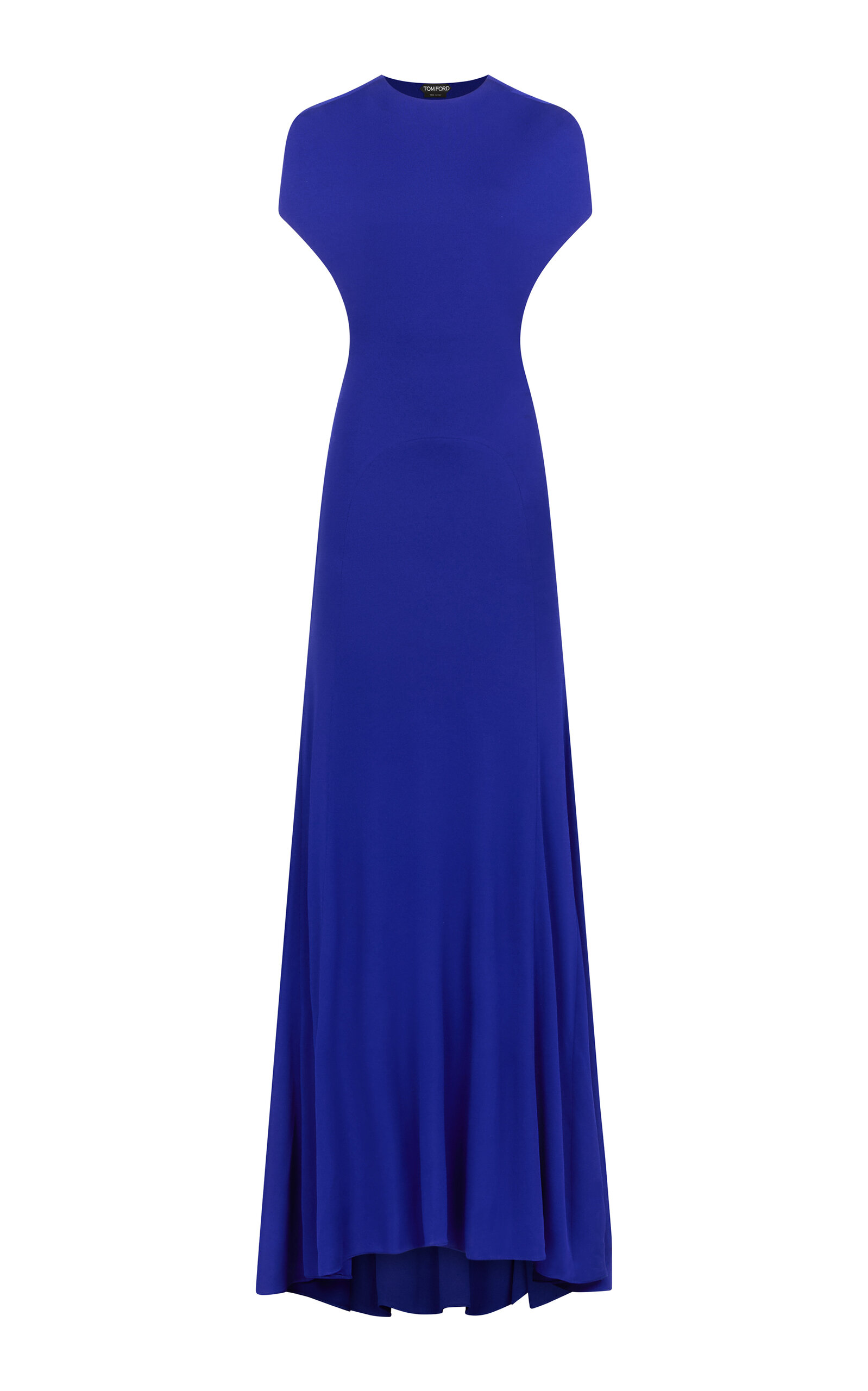 Tom Ford Impossible Open Back Crepe Jersey Maxi Dress In Blue