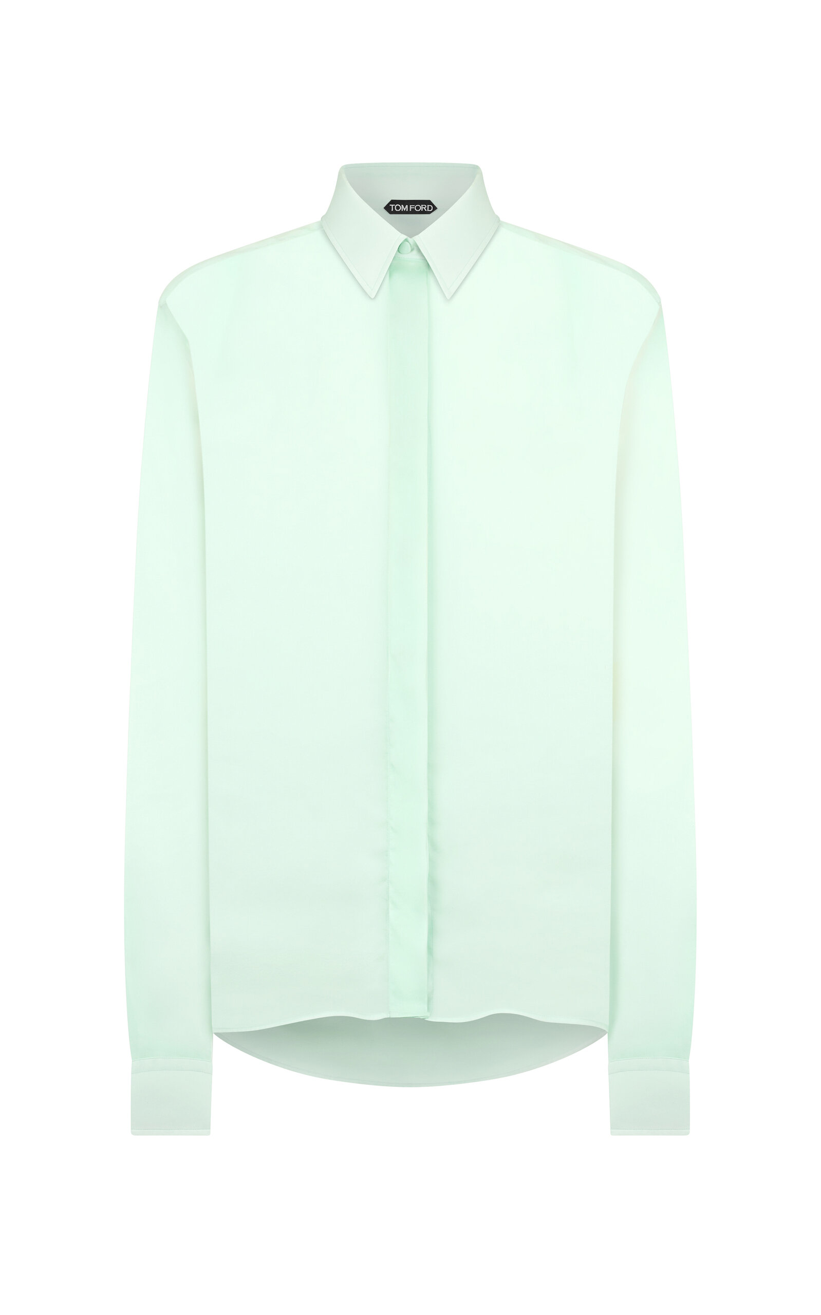 Tom Ford Oversized Silk Charmeuse Shirt In Green