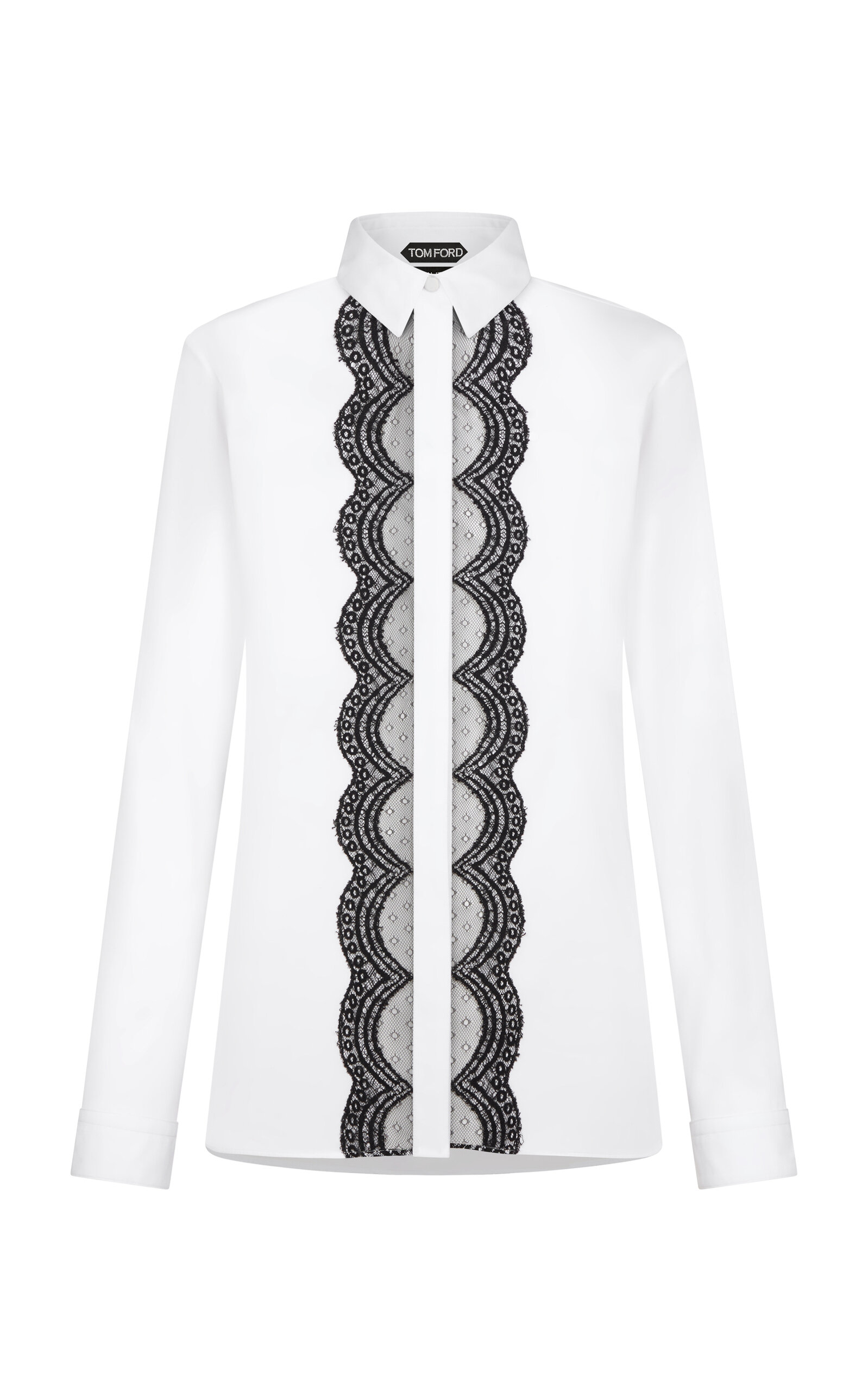 Tom Ford Lace-Trimmed Cotton-Silk Poplin Shirt - White
