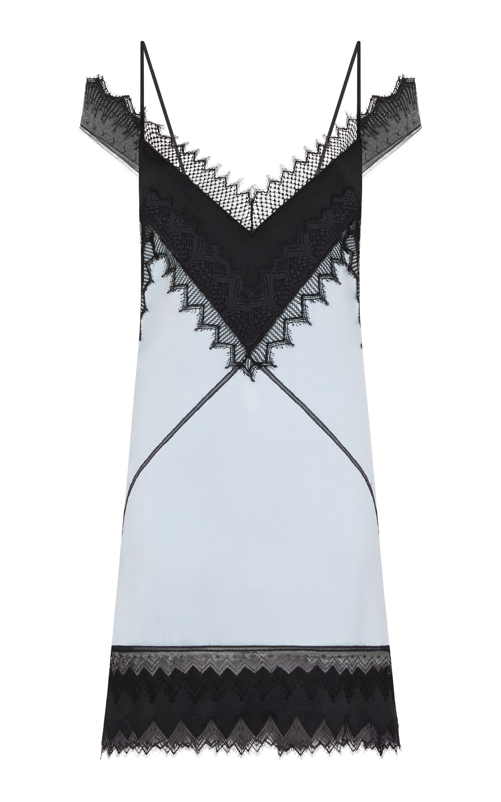 Tom Ford Lace-Trimmed Silk-Wool Mini Dress - Blue