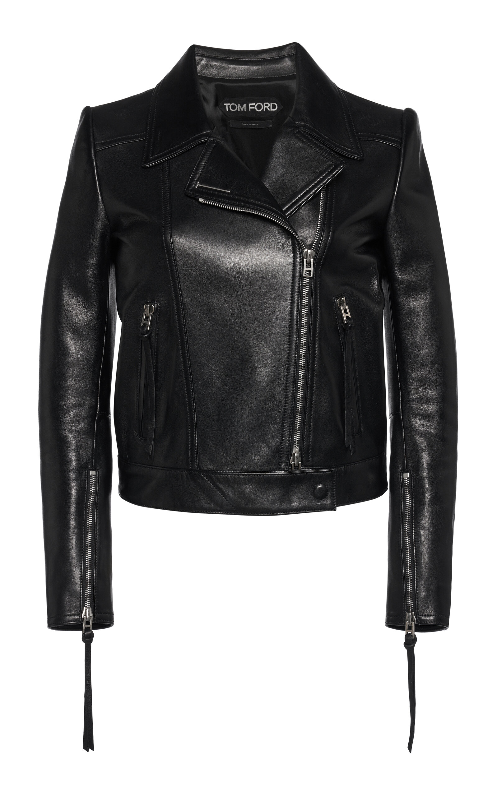 Tom Ford Leather Biker Jacket In Black