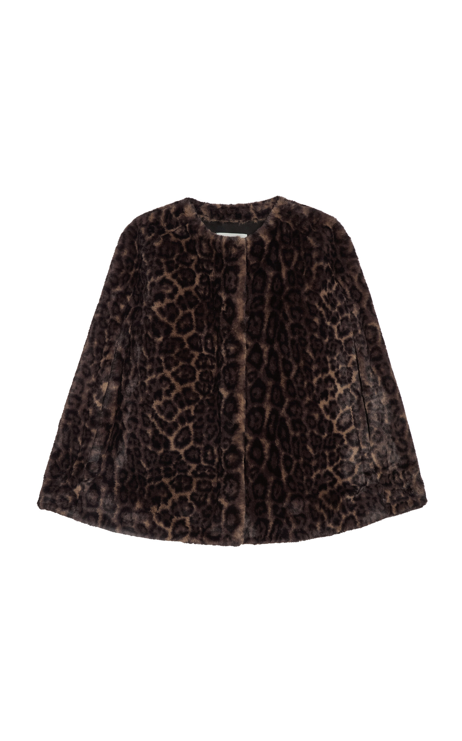 Apparis Sloane Faux Leopard Fur Cape Coat In Animal Print