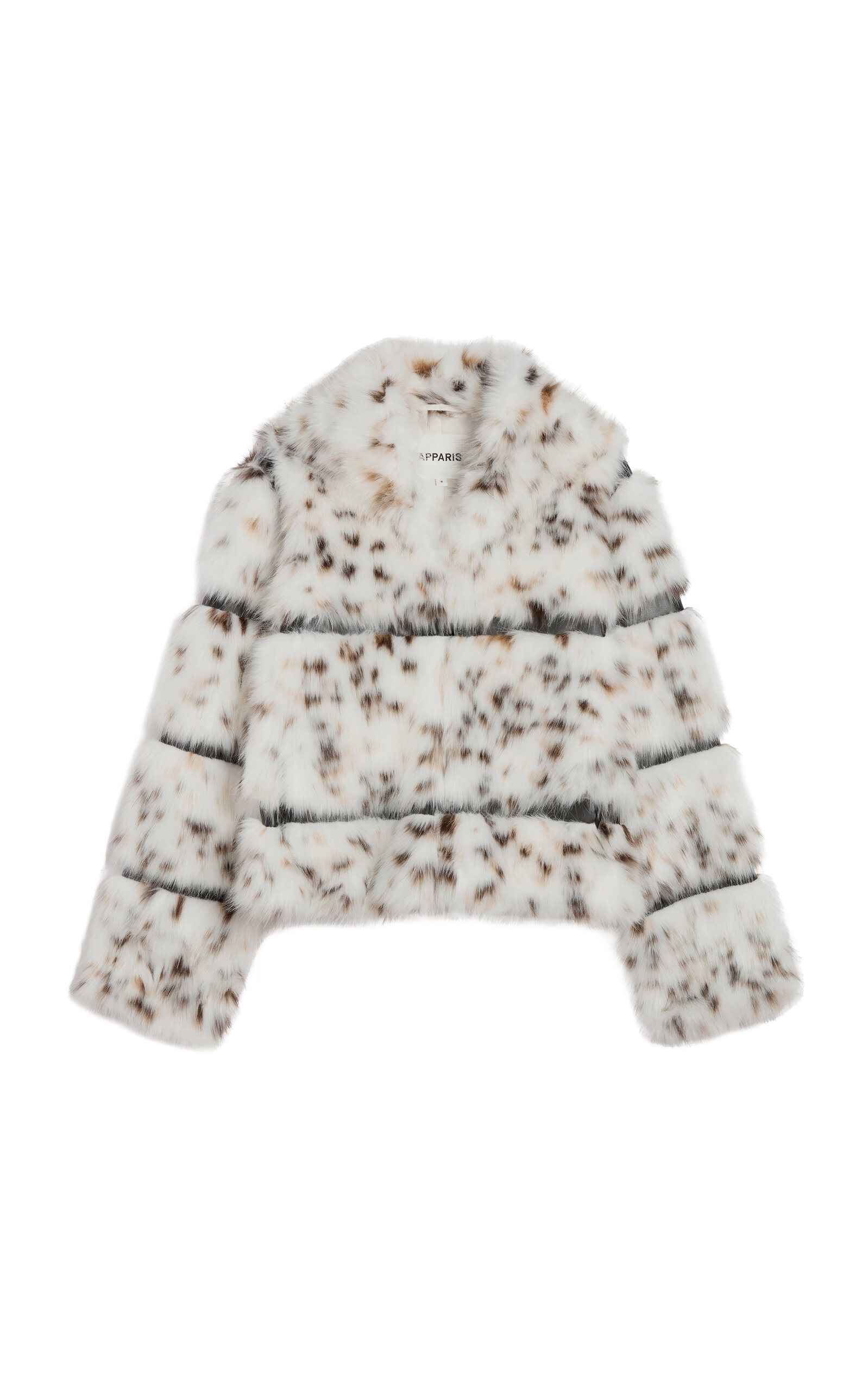 Apparis Sai Leopard Faux Fur Cropped Coat In Multi