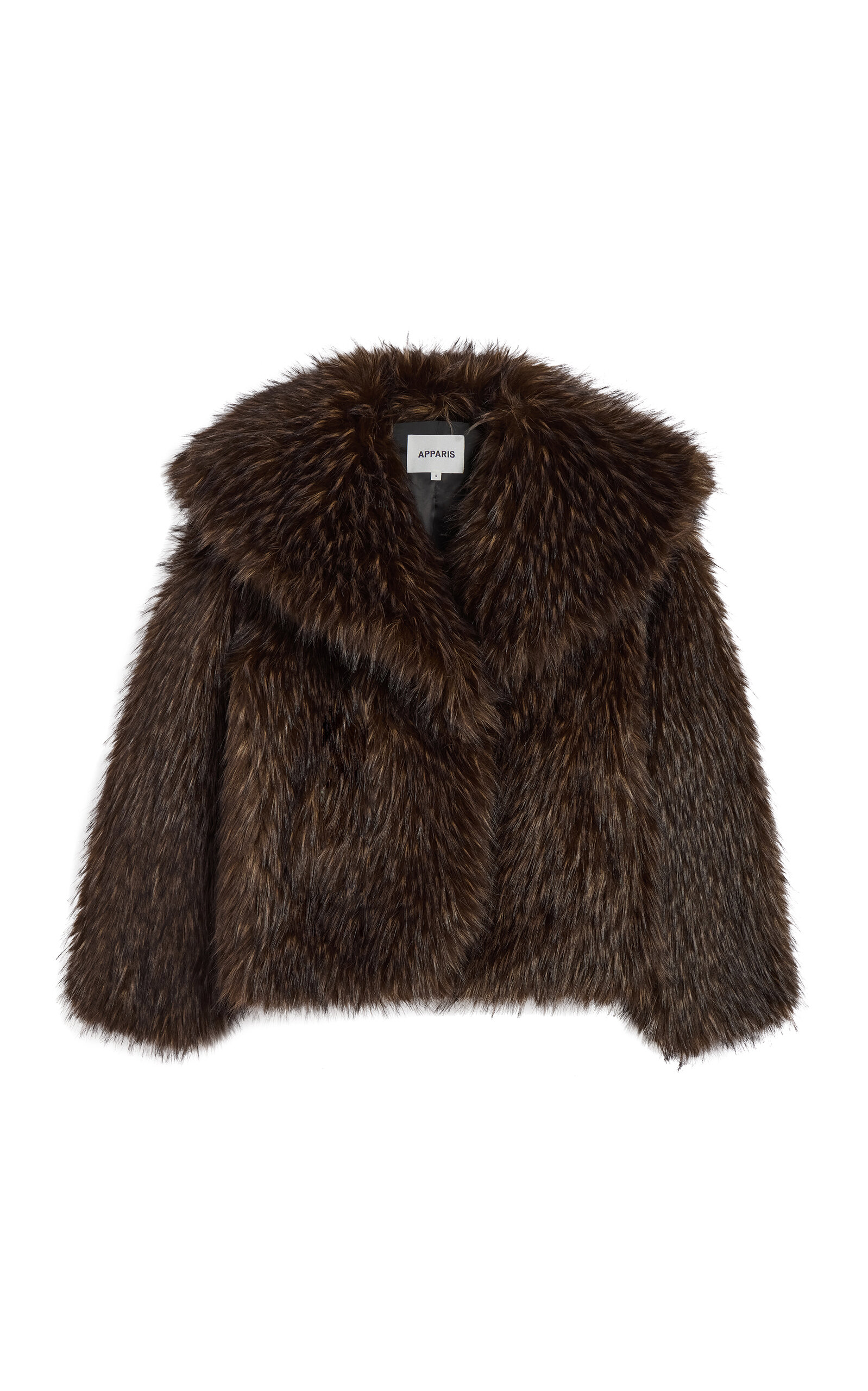Apparis Yara Fox Faux Fur Short Coat In Brown