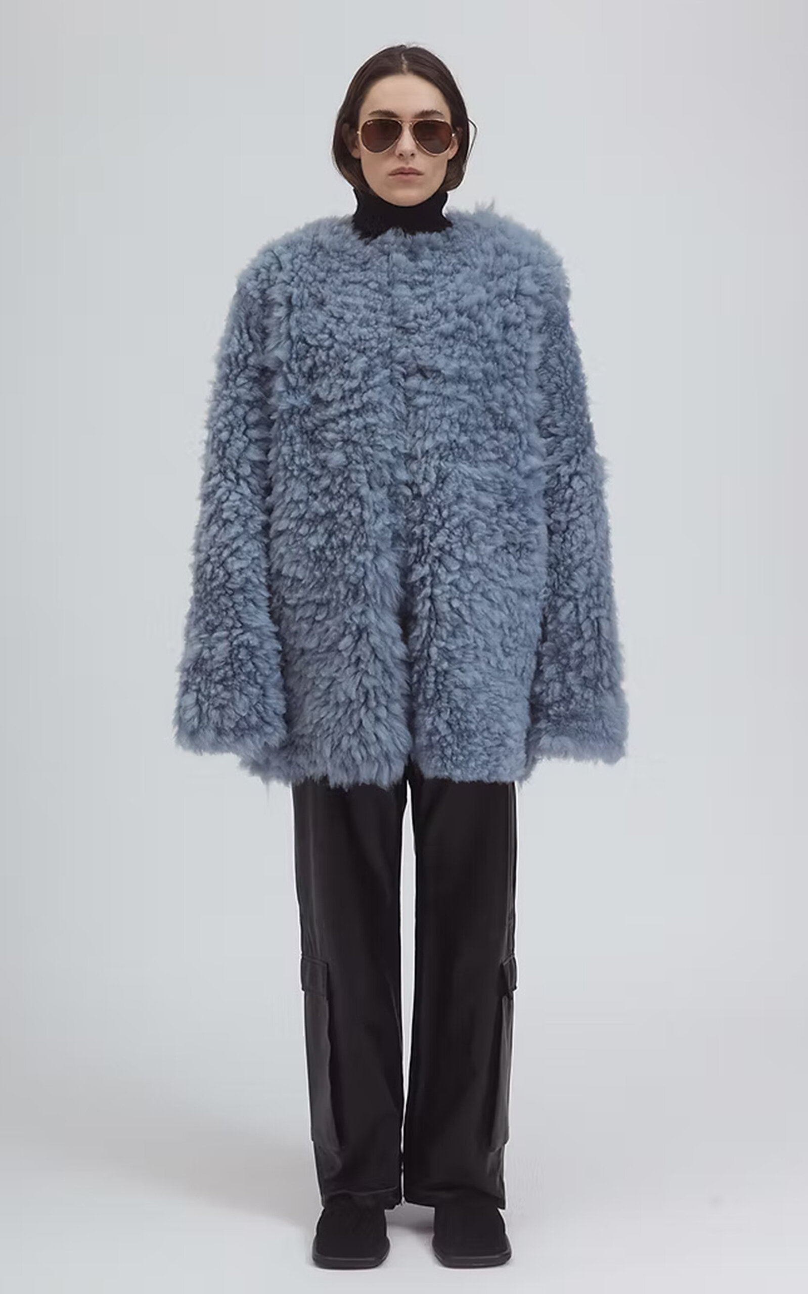 Utzon Josephe Shearling Coat In Blue