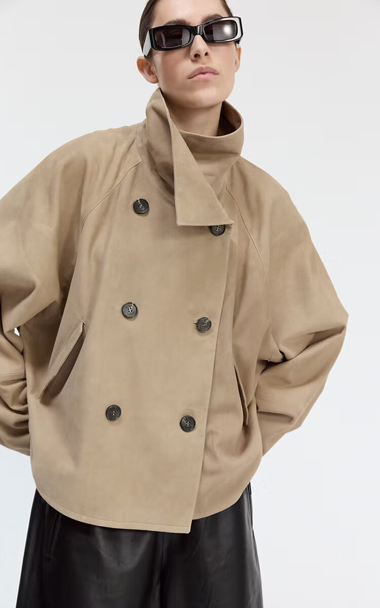 Utzon Joerdis Double-breasted Suede Jacket In Animal Print