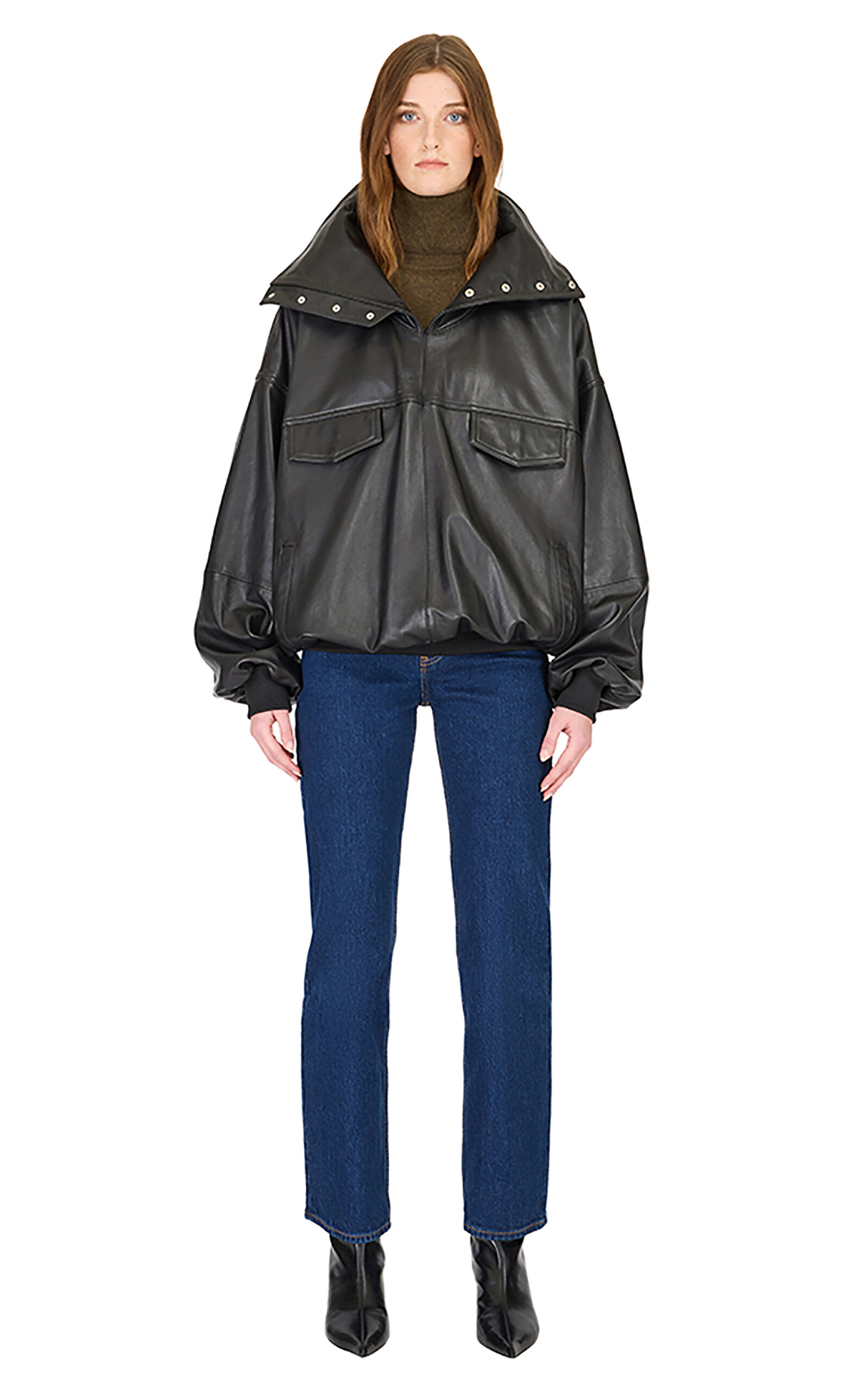 Hiso Realm Cropped Leather Jacket In Black
