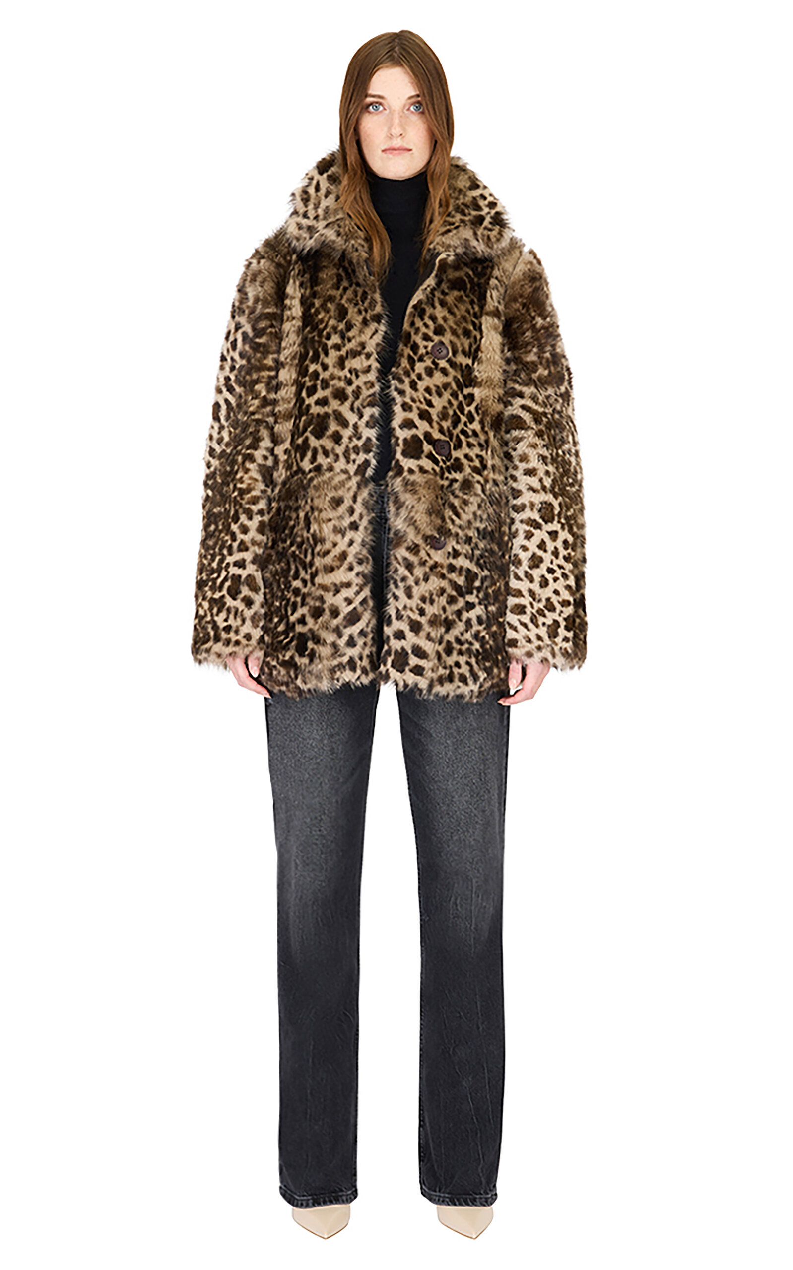Hiso Milky Way Leopard Print Toscana Shearling Coat In Black