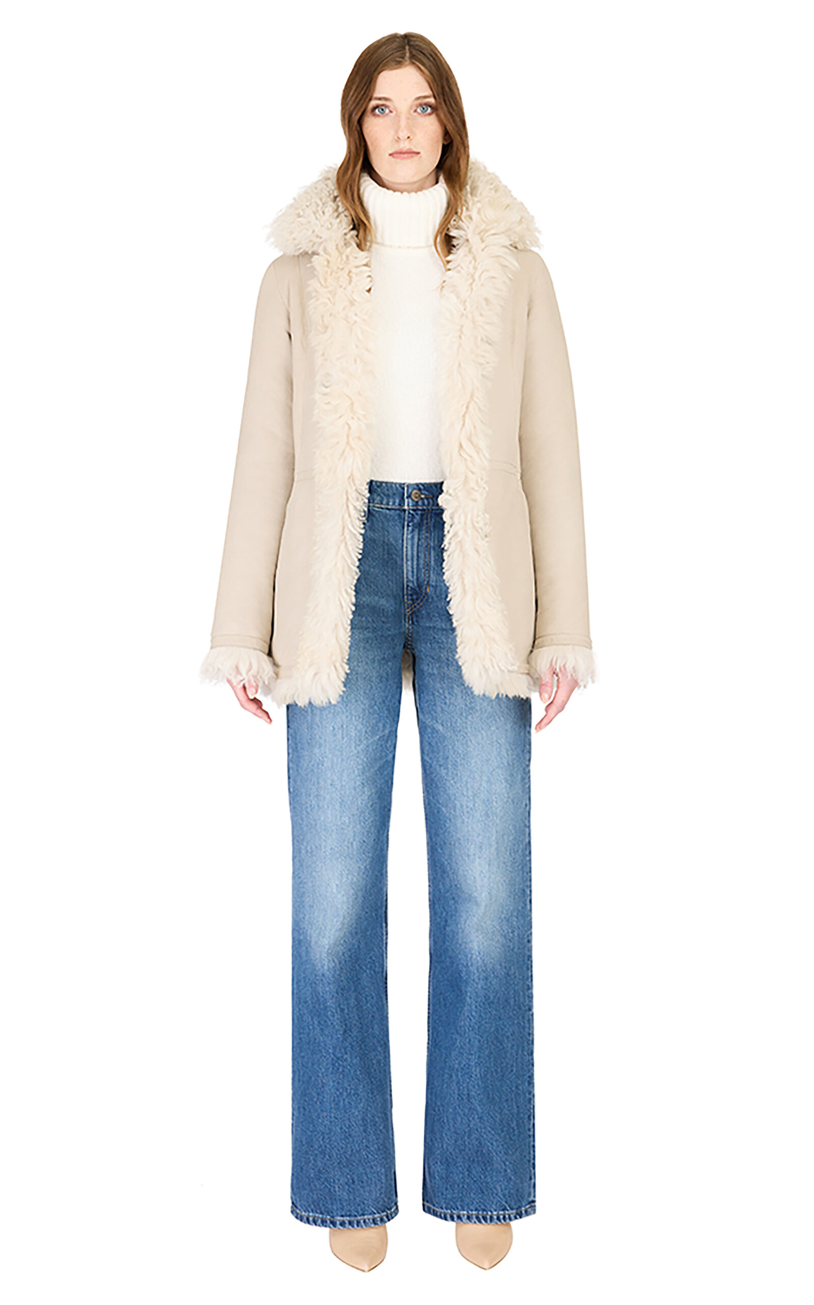 Hiso Milky Way Shearling Coat In Brown