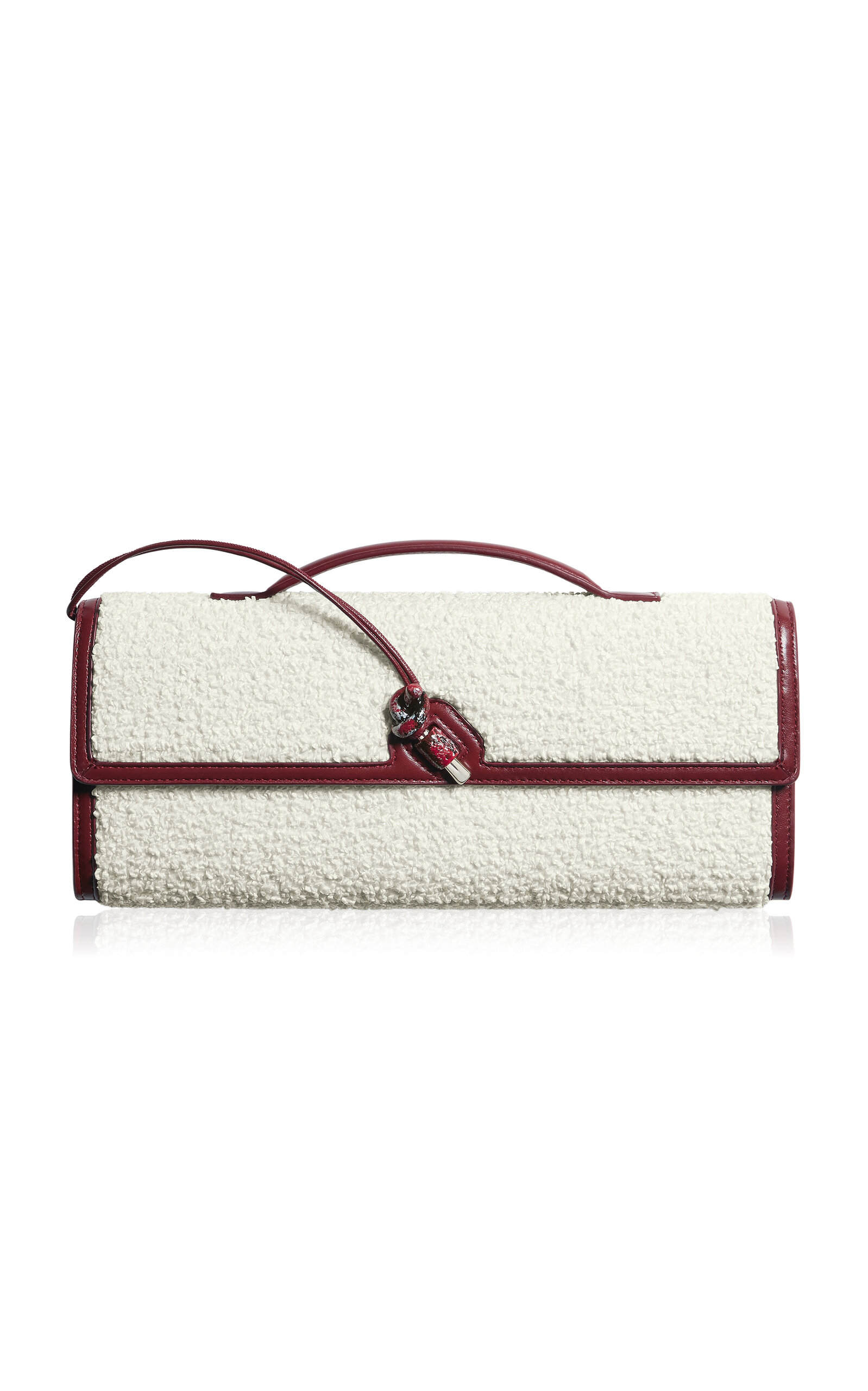Bottega Veneta Andiamo Intrecciato Raffia & Leather Clutch