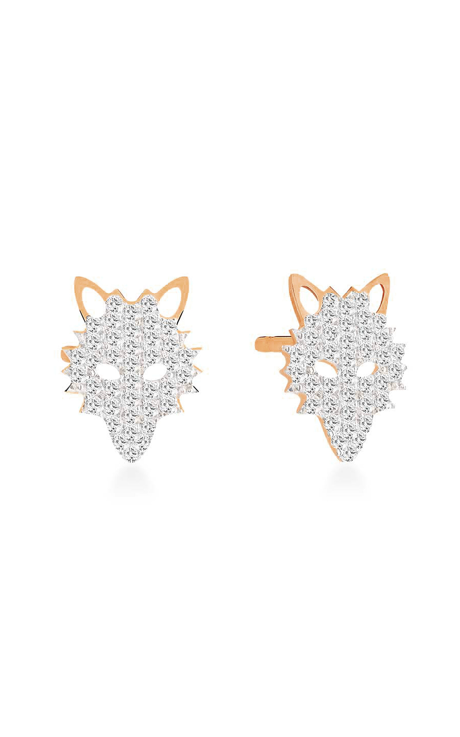 Ginette Ny Wolf 18k Rose Gold Diamond Earrings In White