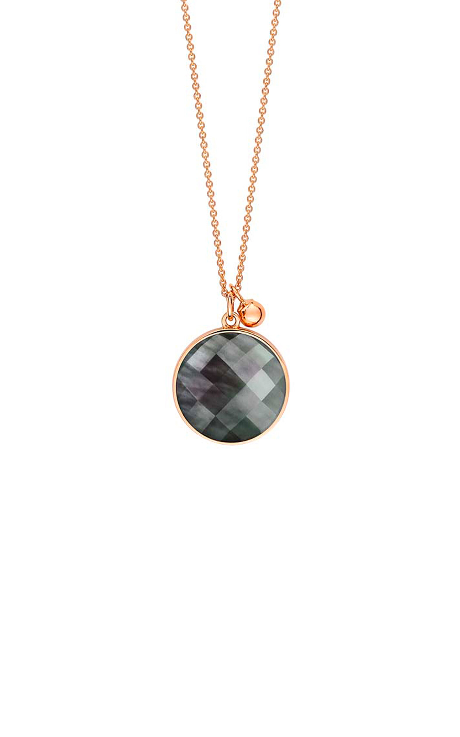Ginette Ny Pixie Ever 18k Rose Gold Mother-of-pearl Disc On Chain In Black