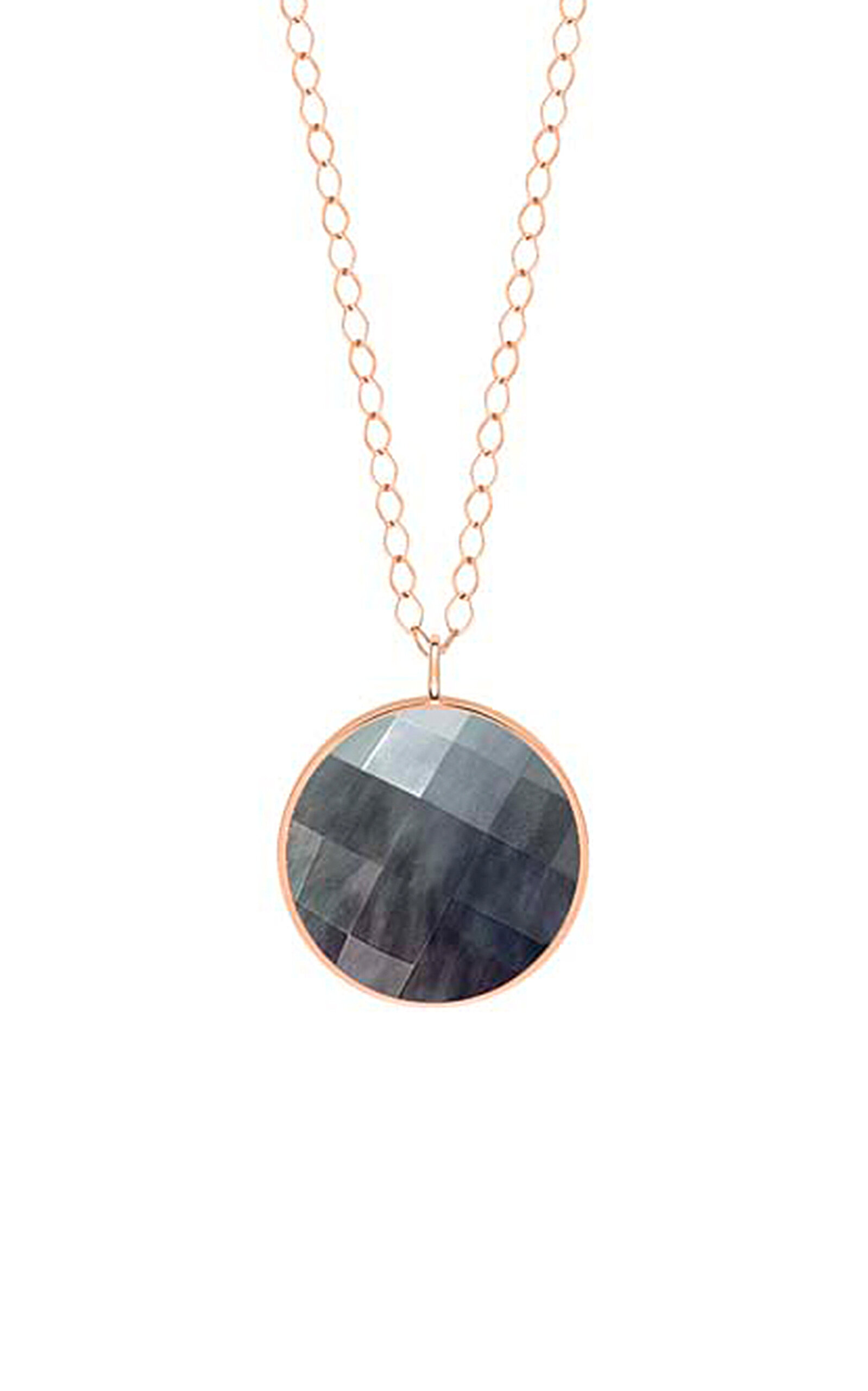 Ginette Ny Jumbo Pixie Ever 18k Rose Gold Mother-of-pearl Disc On Chain In Metallic