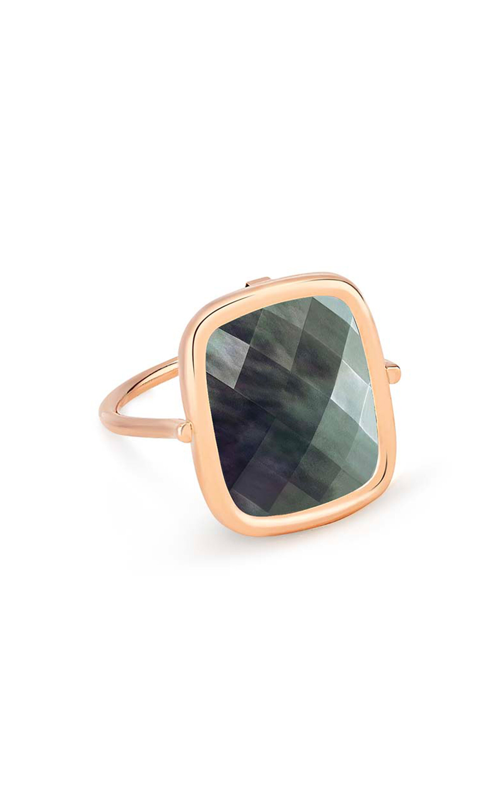 Ginette Ny Pixie 18k Rose Gold Mother-of-pearl Antique Ring In Black