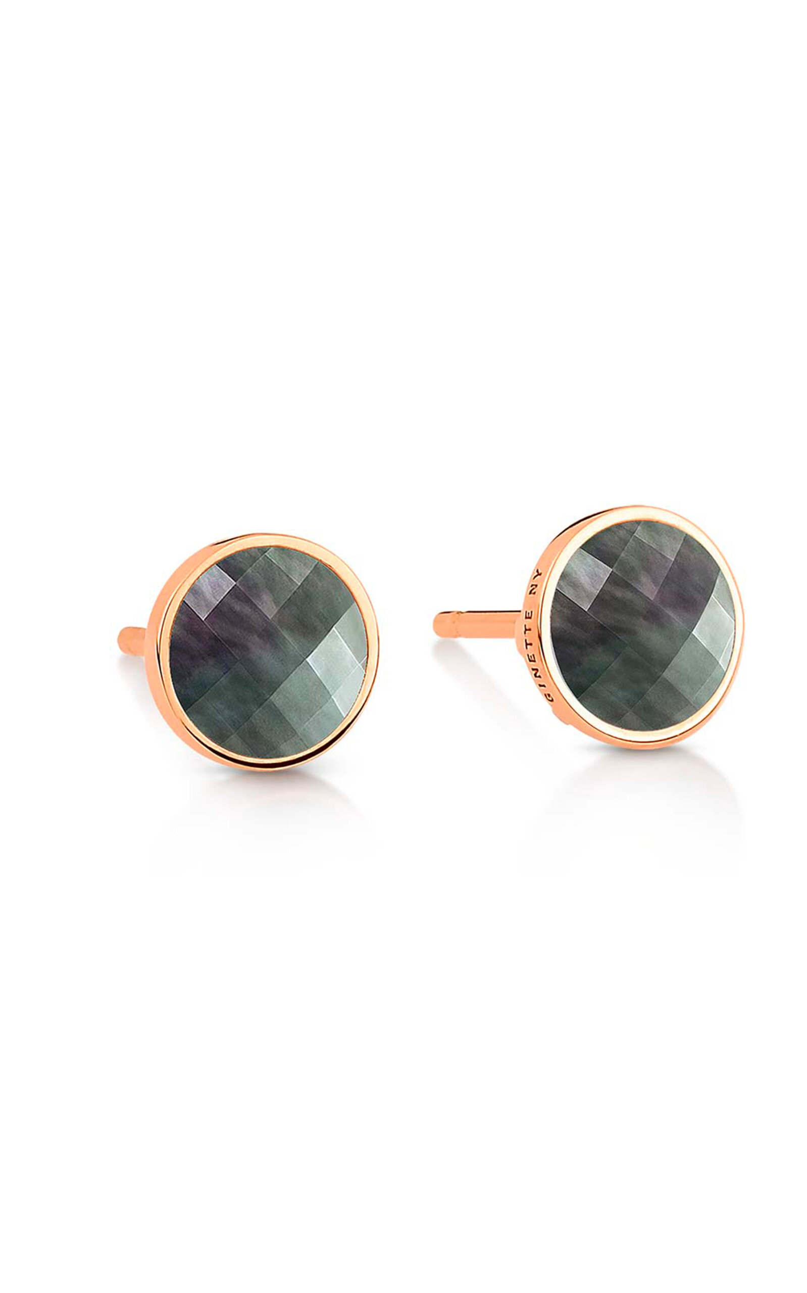 Ginette Ny Pixie Ever 18k Rose Gold Mother-of-pearl Disc Earrings In Gold