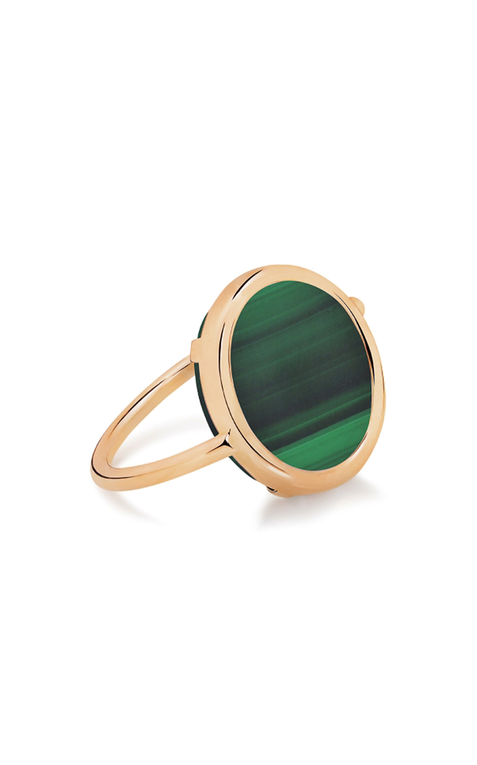 Ginette Ny Baby 18k Rose Gold Malachite Disc Ring In Green