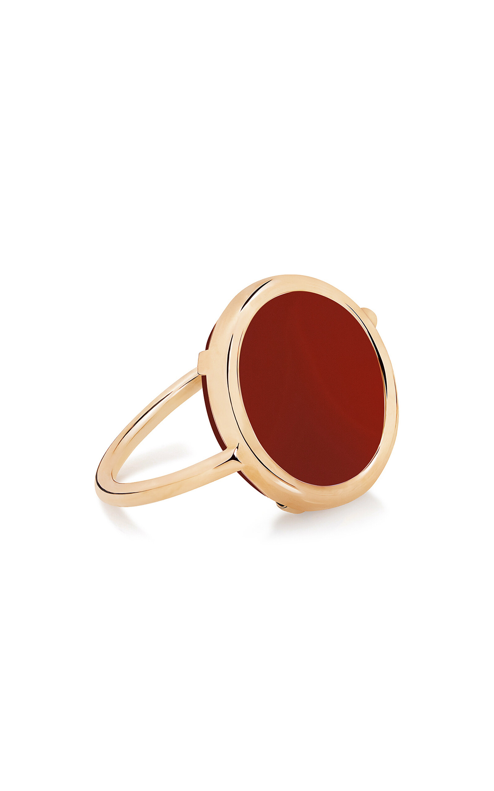 Ginette Ny Baby 18k Rose Gold Agate Disc Ring In Red