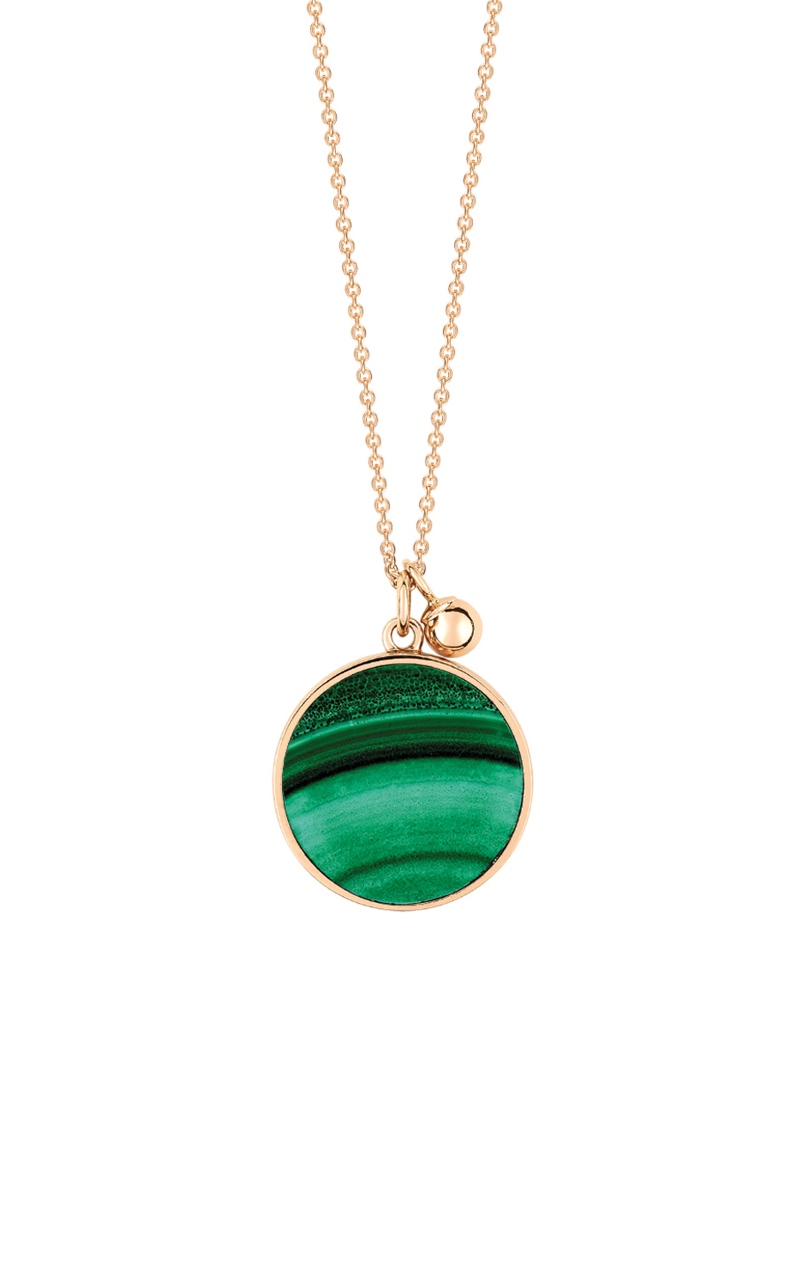 Ginette Ny Ever 18k Rose Gold Malachite Disc On Chain In Green
