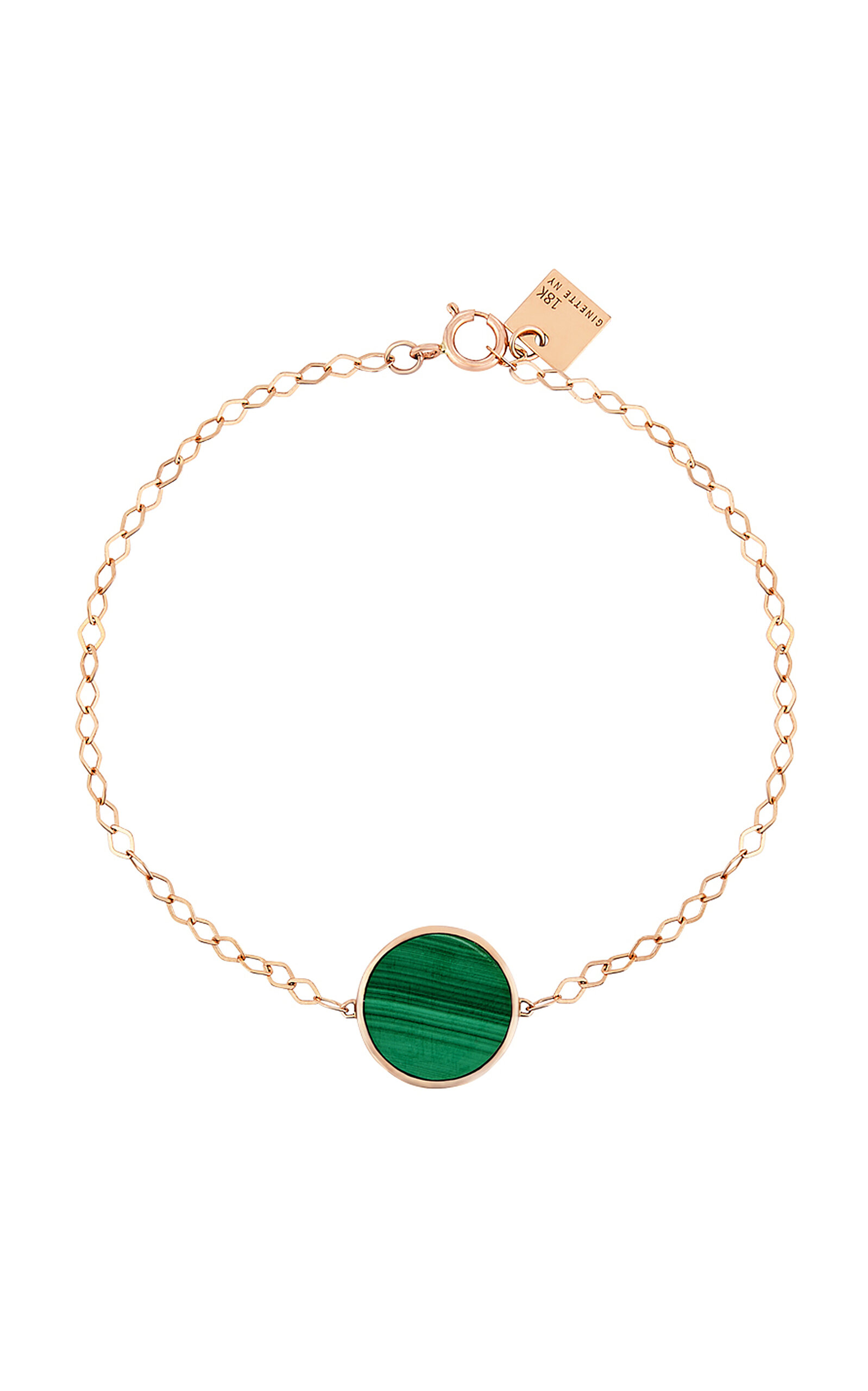 Ginette Ny Ever 18k Rose Gold Malachite Disc Bracelet In Gold