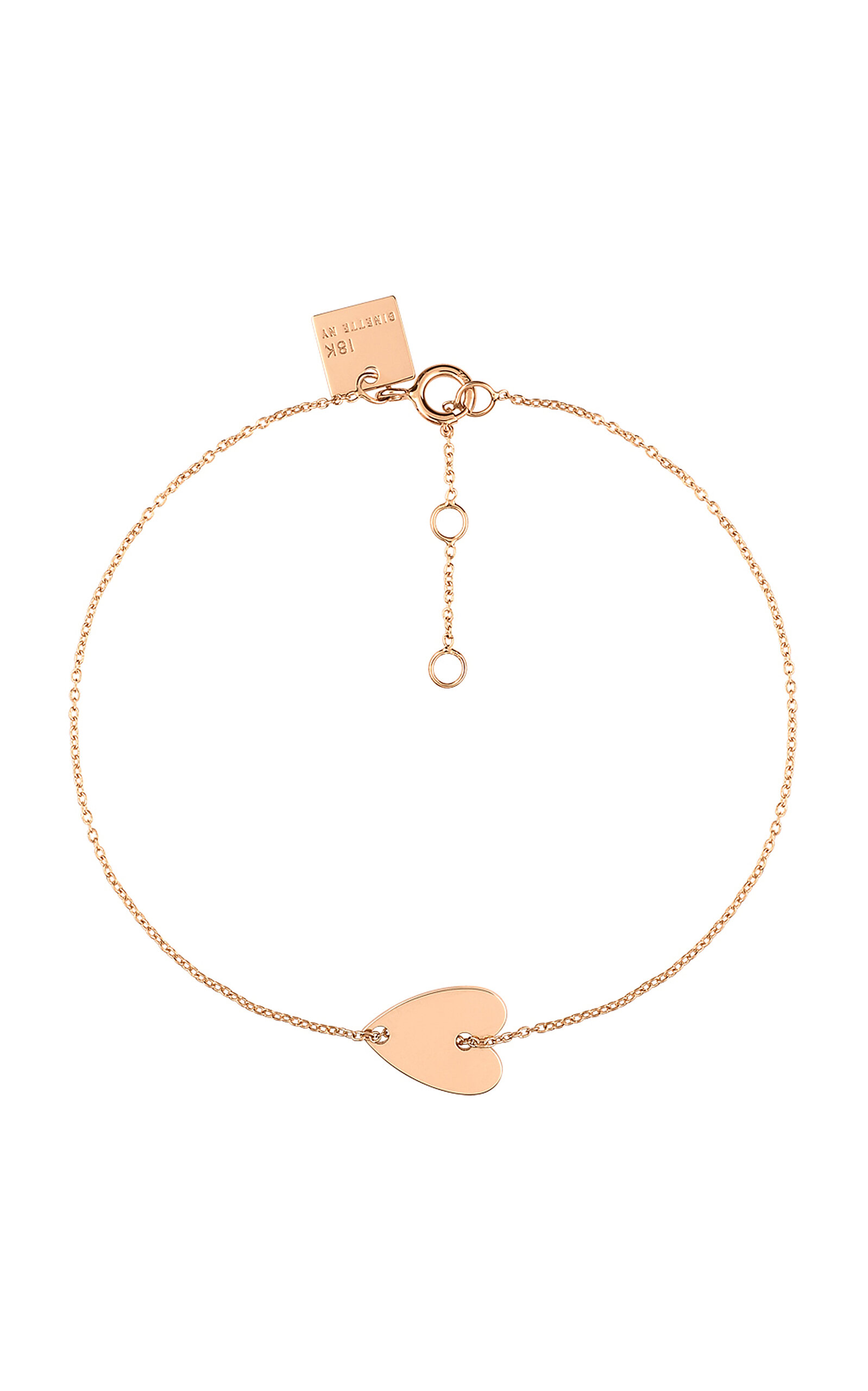 Ginette Ny Angele Mini 18k Rose Gold Heart Bracelet In Pink