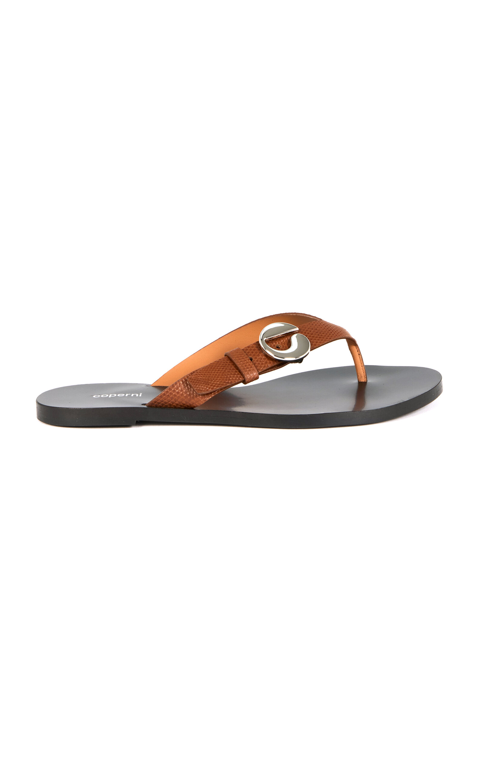 Coperni Lizard Print Belt Flip Flops - Brown