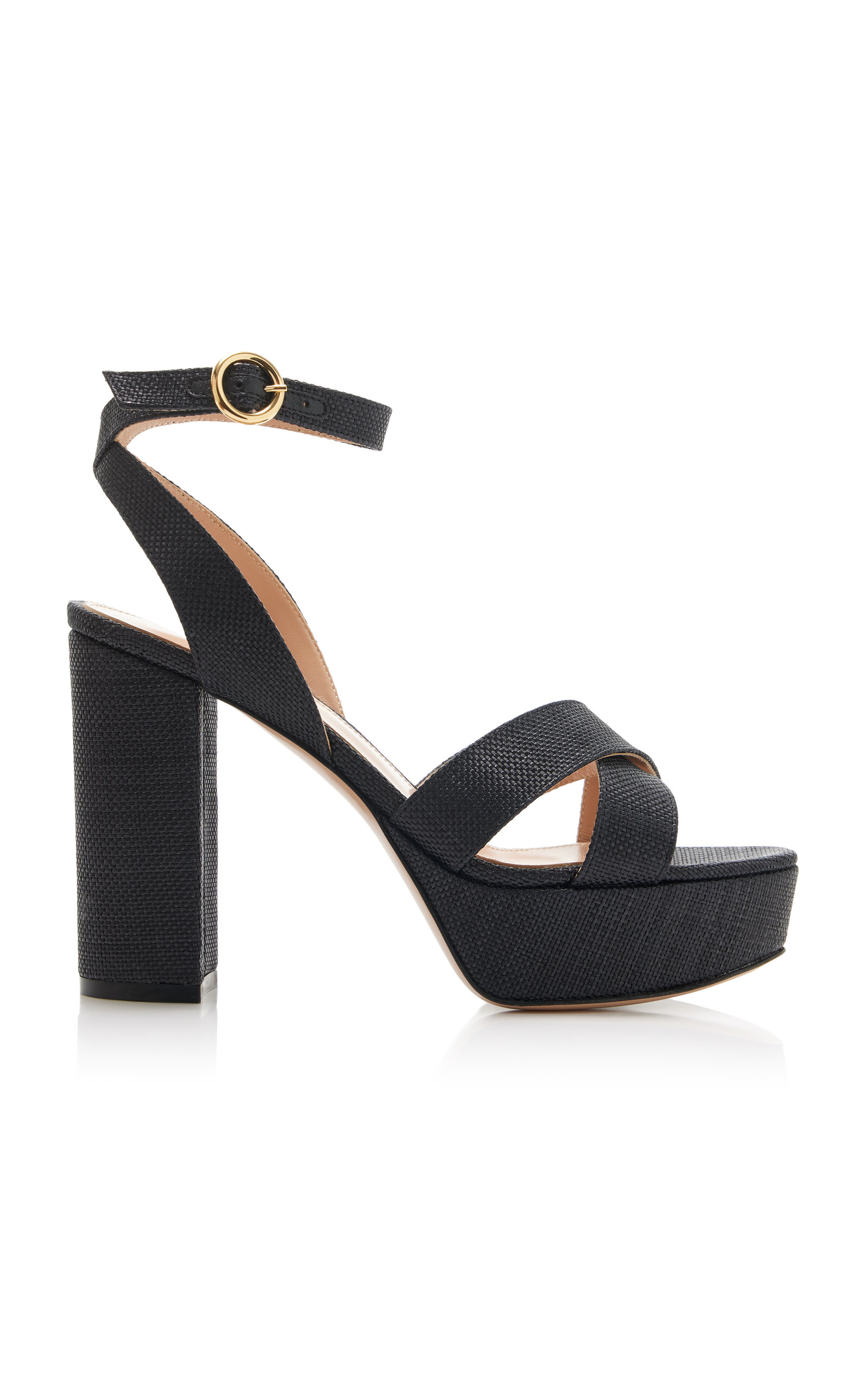 Gianvito Rossi Sabrina Linen Platform Sandals In Black